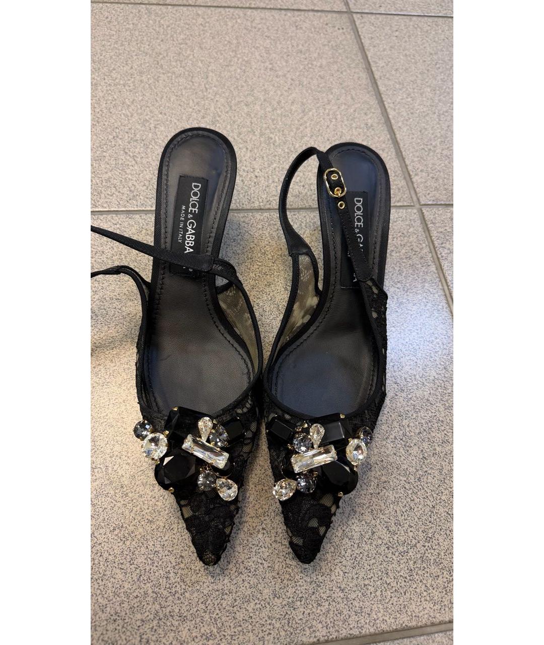 DOLCE&GABBANA Черные текстильные лодочки на низком каблуке, фото 2
