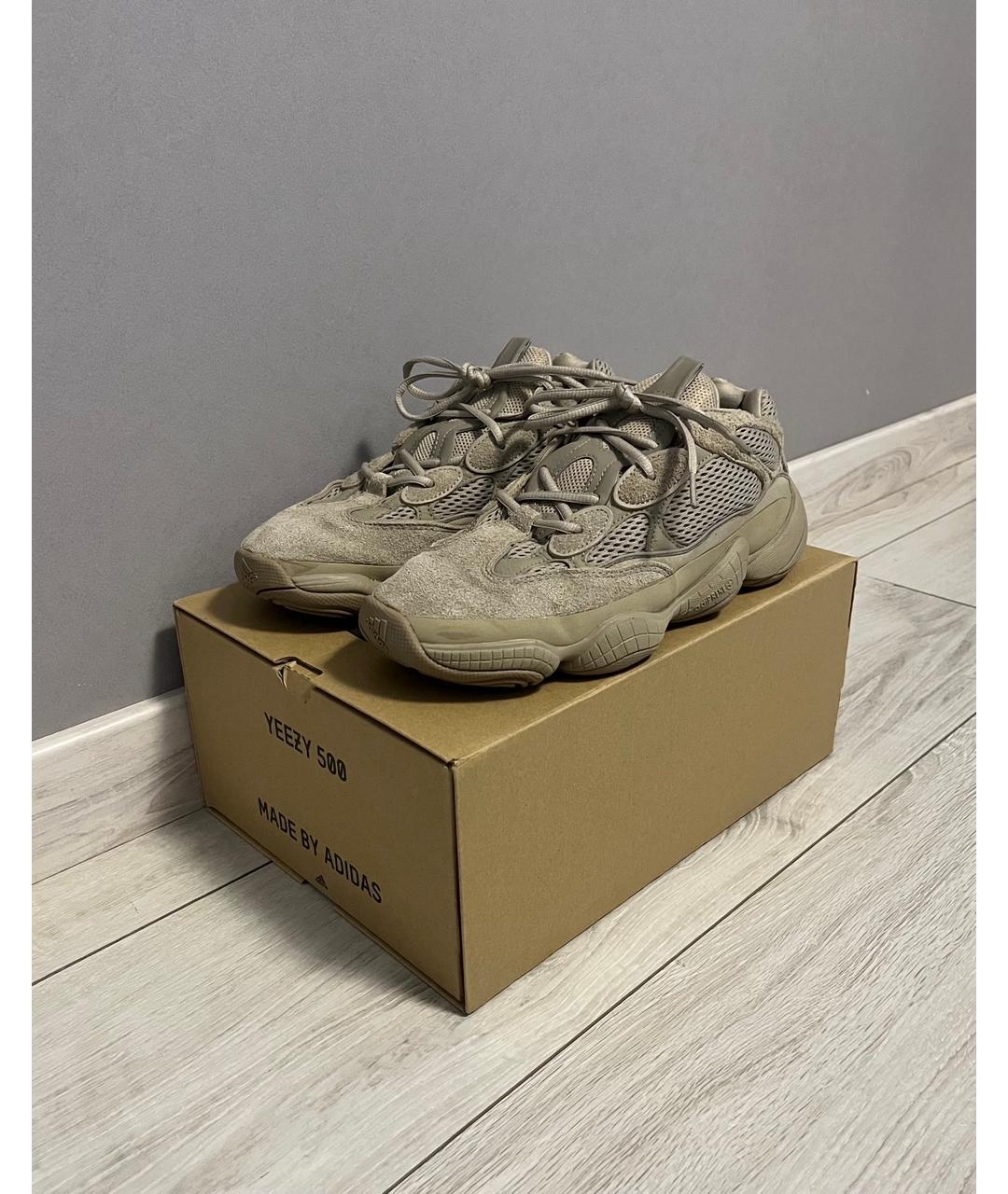 ADIDAS YEEZY Бежевые текстильные низкие кроссовки / кеды, фото 8