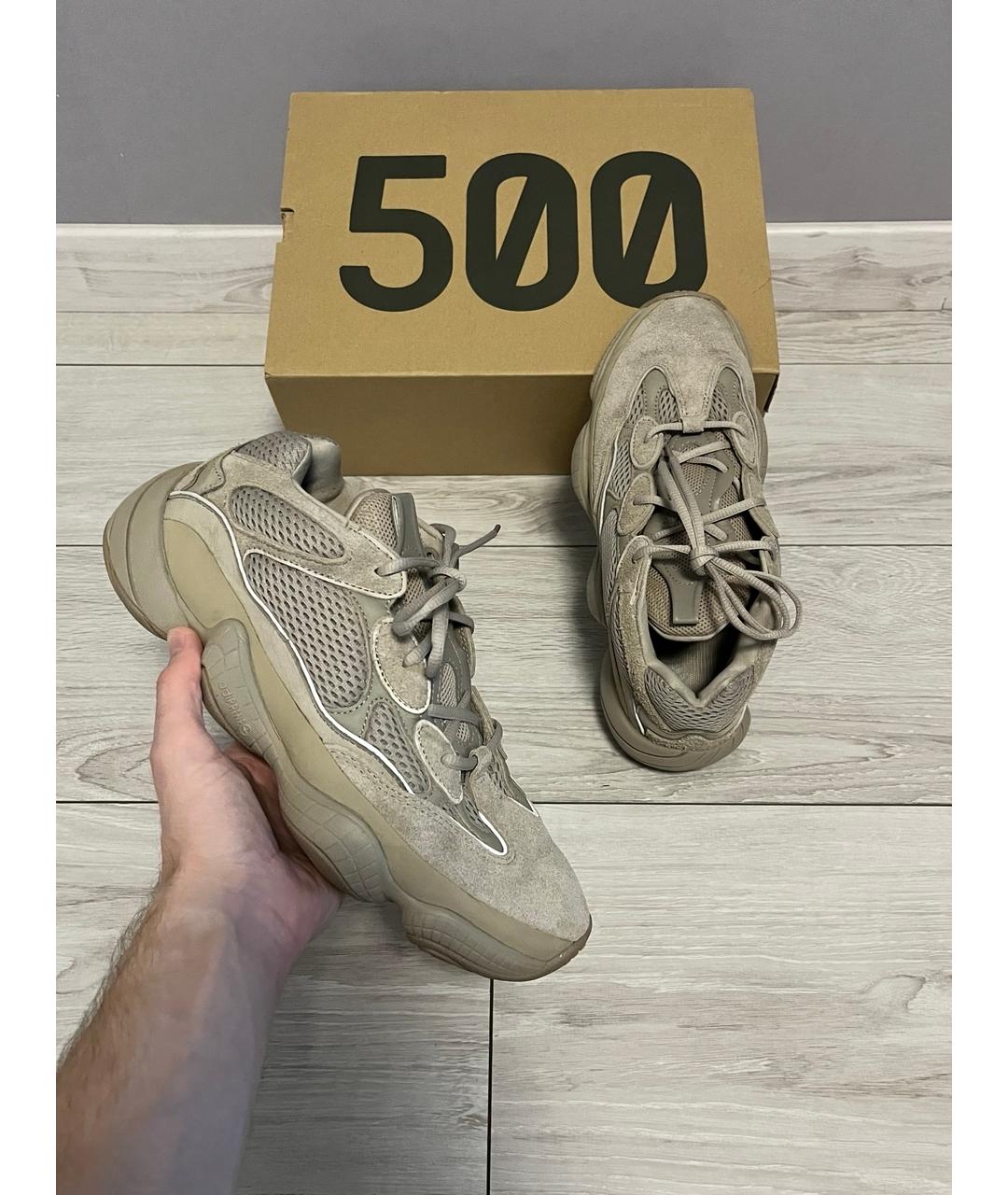 ADIDAS YEEZY Бежевые текстильные низкие кроссовки / кеды, фото 3