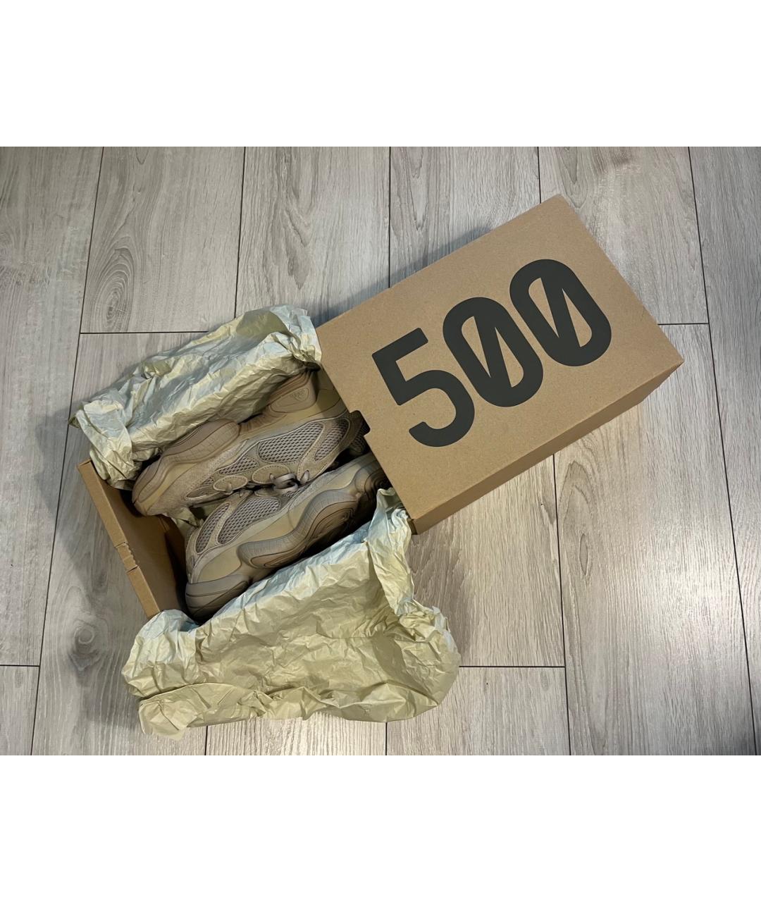ADIDAS YEEZY Бежевые текстильные низкие кроссовки / кеды, фото 6