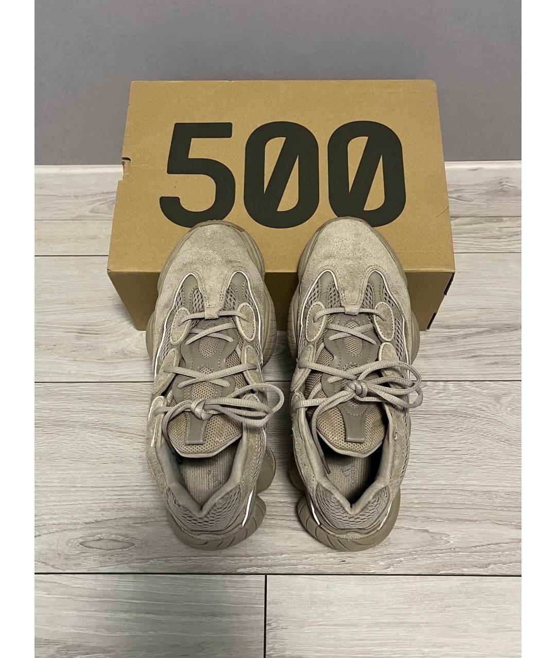 ADIDAS YEEZY Бежевые текстильные низкие кроссовки / кеды, фото 2