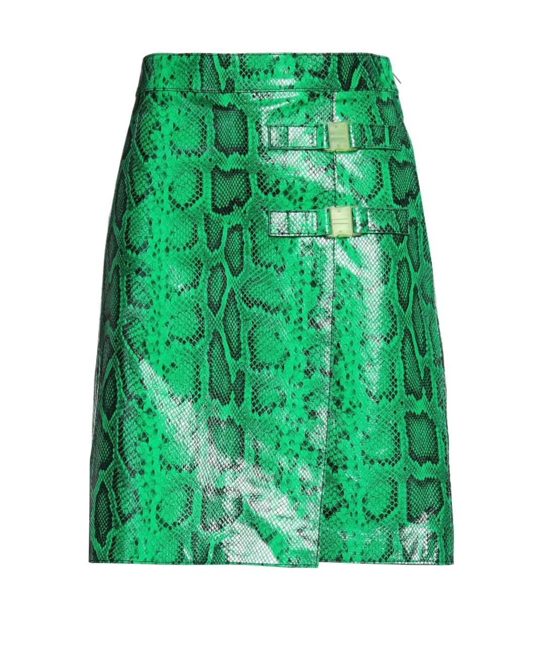 DSQUARED2 Зеленая кожаная юбка миди, фото 1