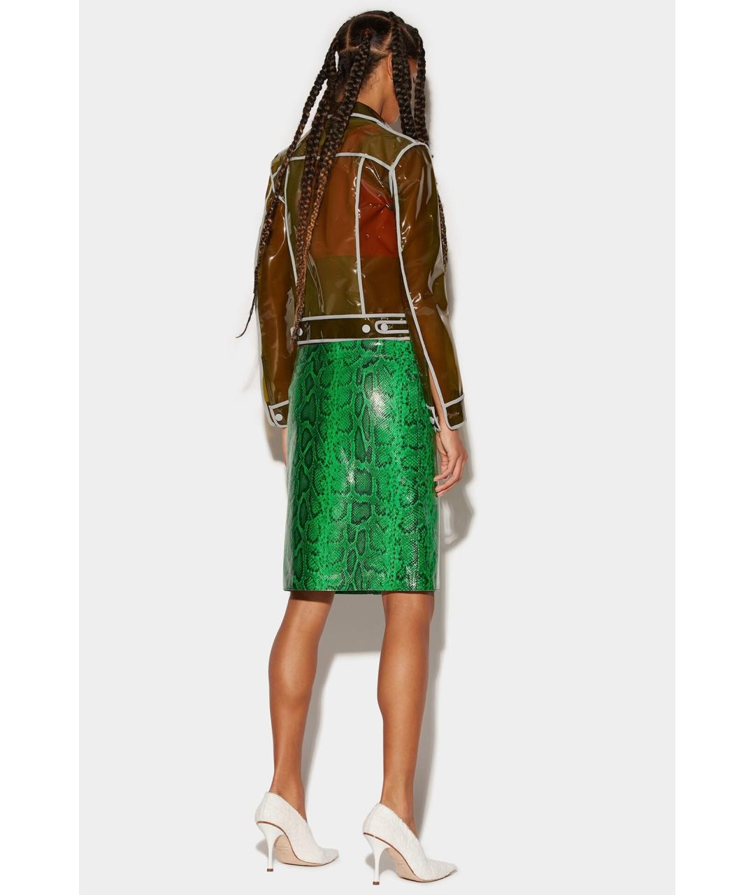 DSQUARED2 Зеленая кожаная юбка миди, фото 4