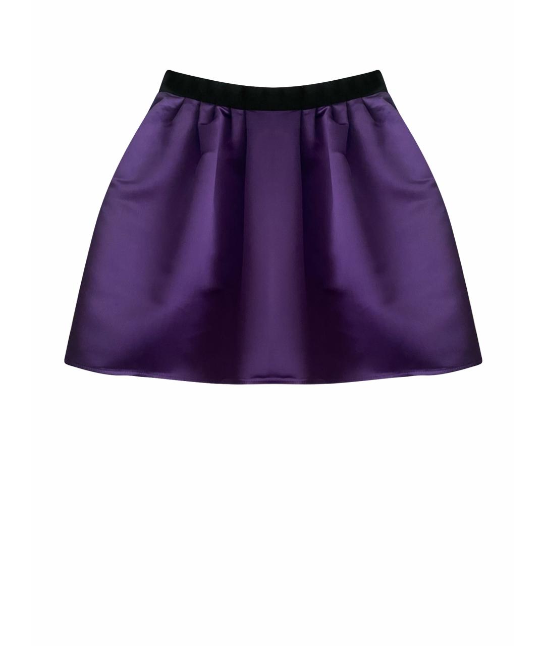 DOLCE&GABBANA Фиолетовая атласная юбка мини, фото 7