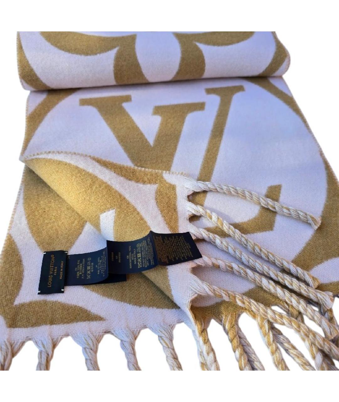 LOUIS VUITTON Розовый шерстяной шарф, фото 3