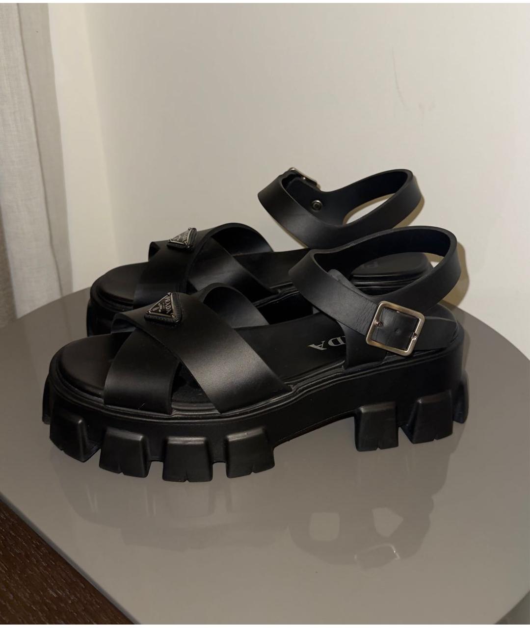 PRADA Черные резиновые босоножки, фото 7