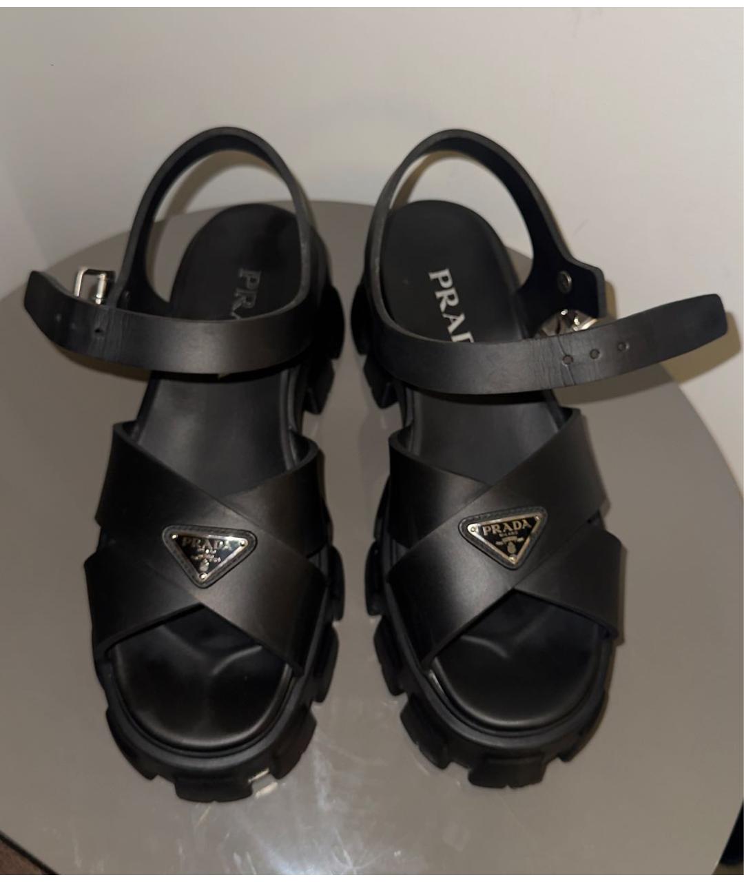PRADA Черные резиновые босоножки, фото 6