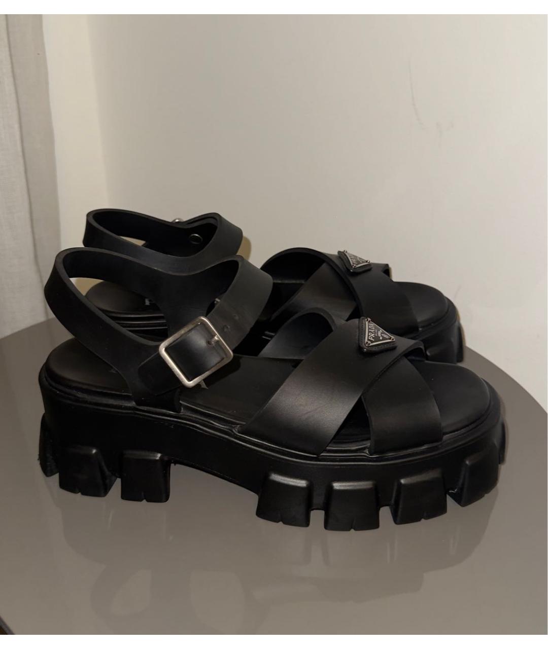 PRADA Черные резиновые босоножки, фото 4