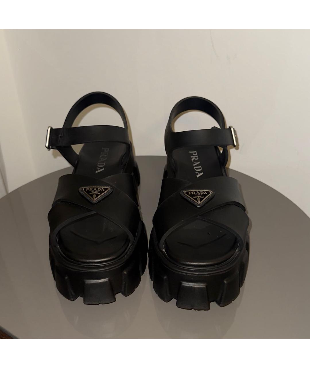 PRADA Черные резиновые босоножки, фото 2