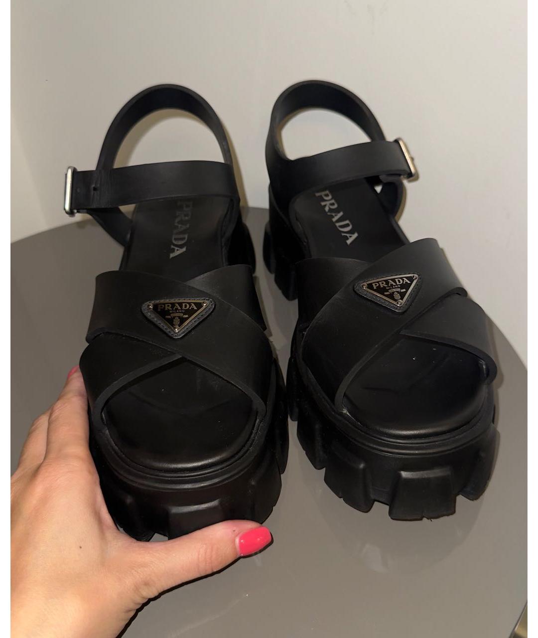 PRADA Черные резиновые босоножки, фото 5