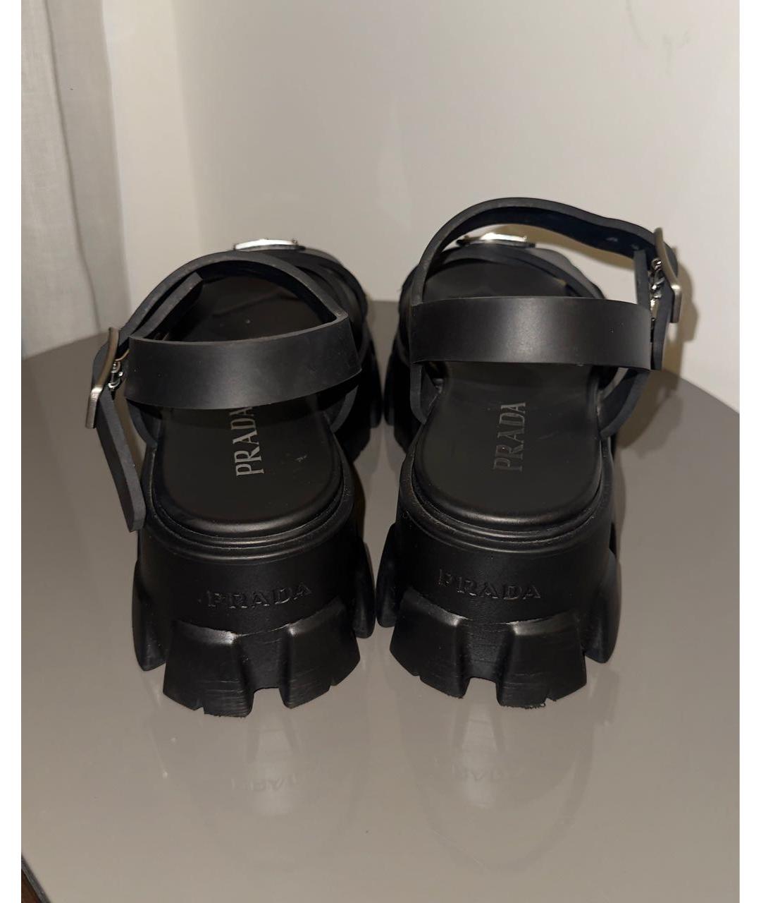 PRADA Черные резиновые босоножки, фото 3