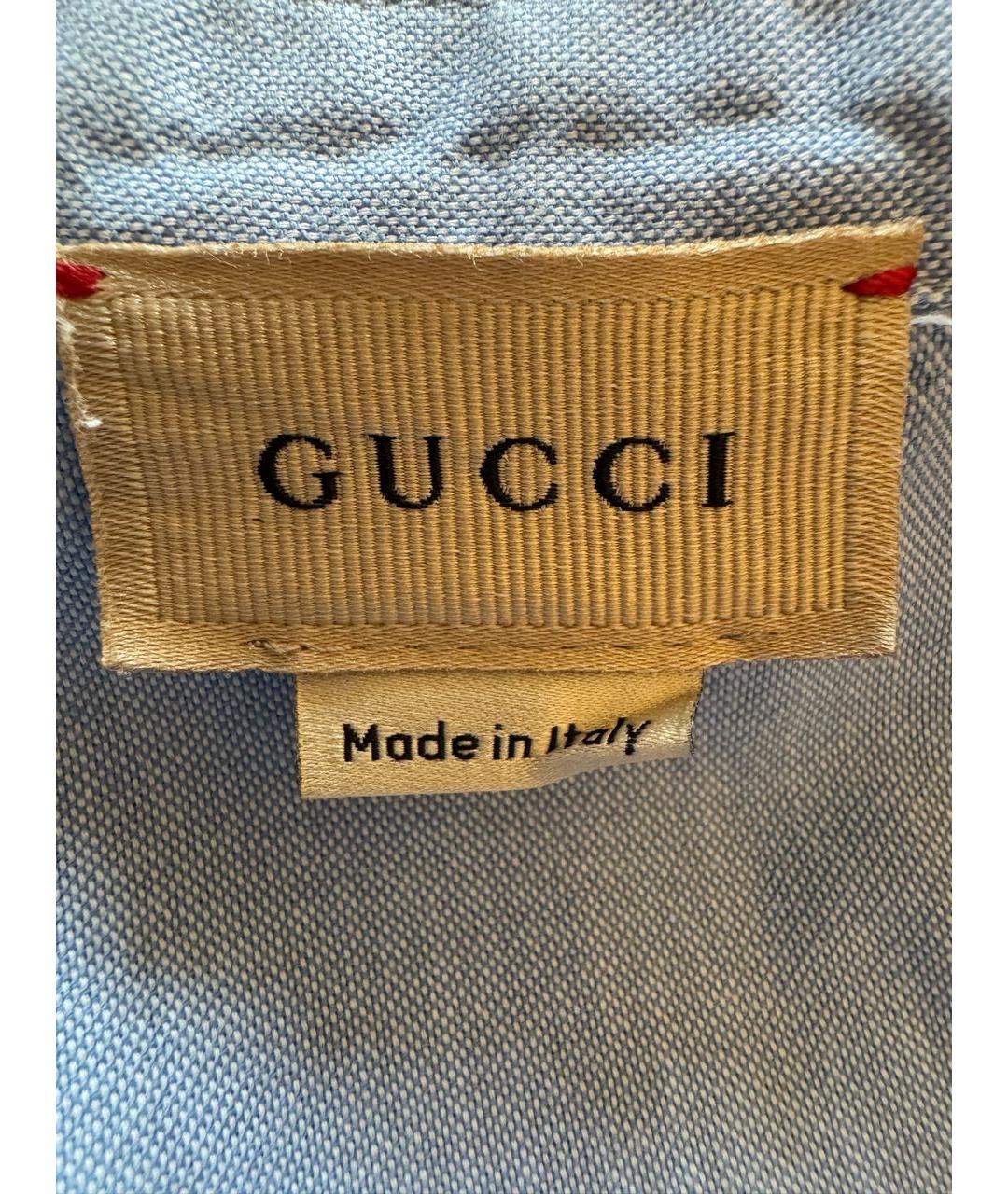 GUCCI Голубая хлопковая детская рубашка, фото 4