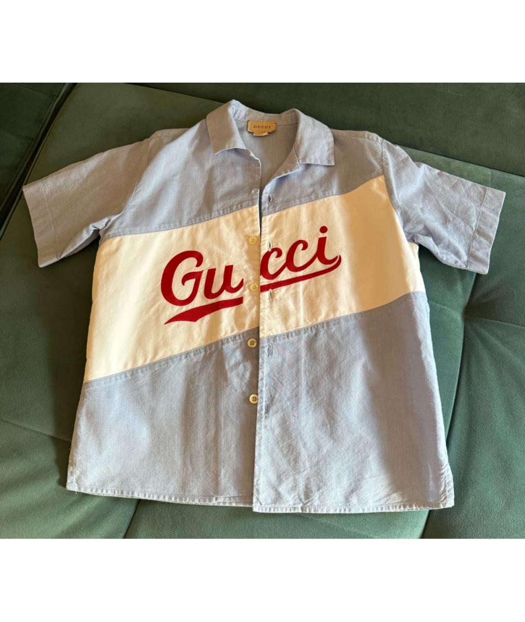 GUCCI Голубая хлопковая детская рубашка, фото 3