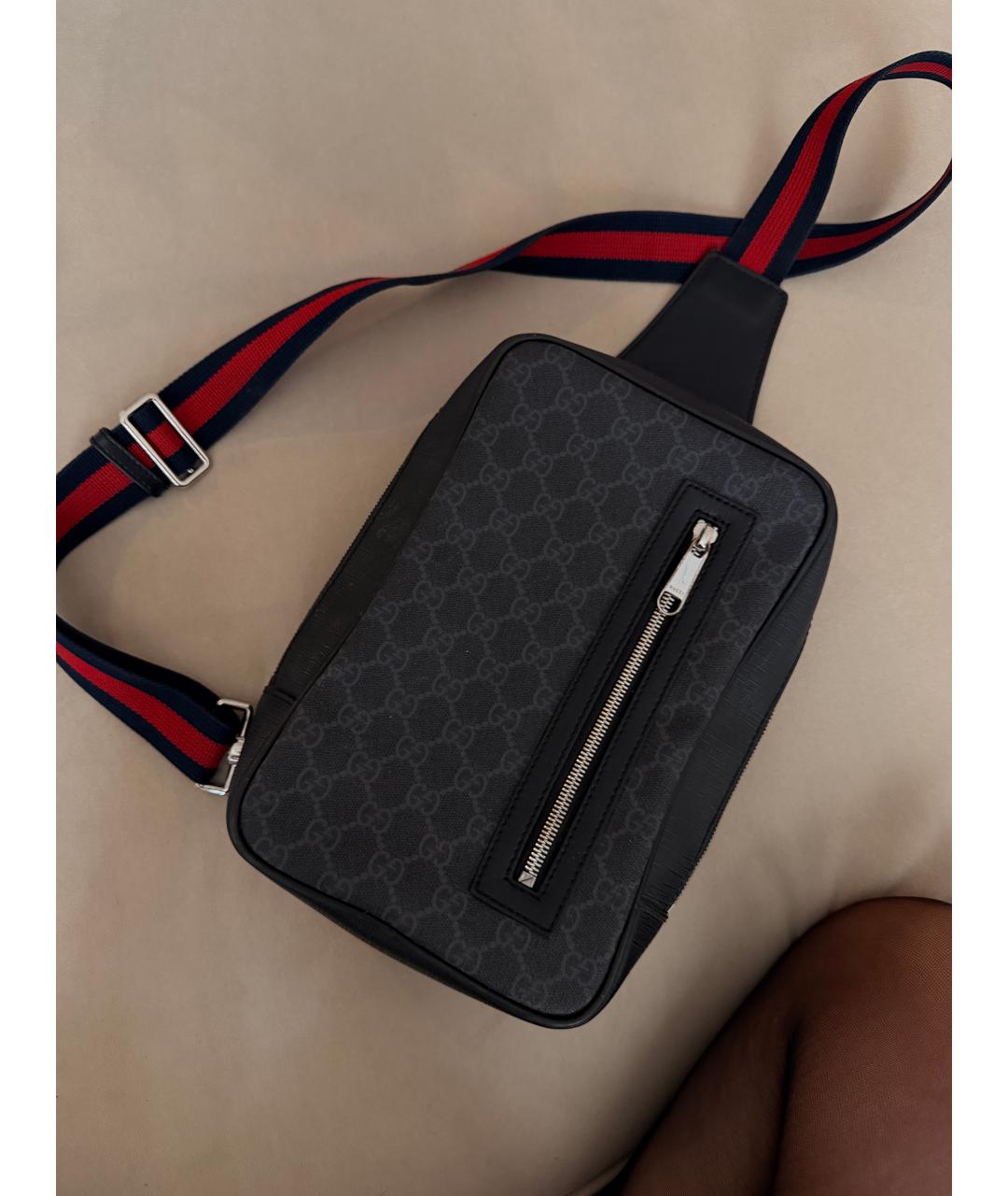GUCCI Черная сумка на плечо из канвы, фото 8