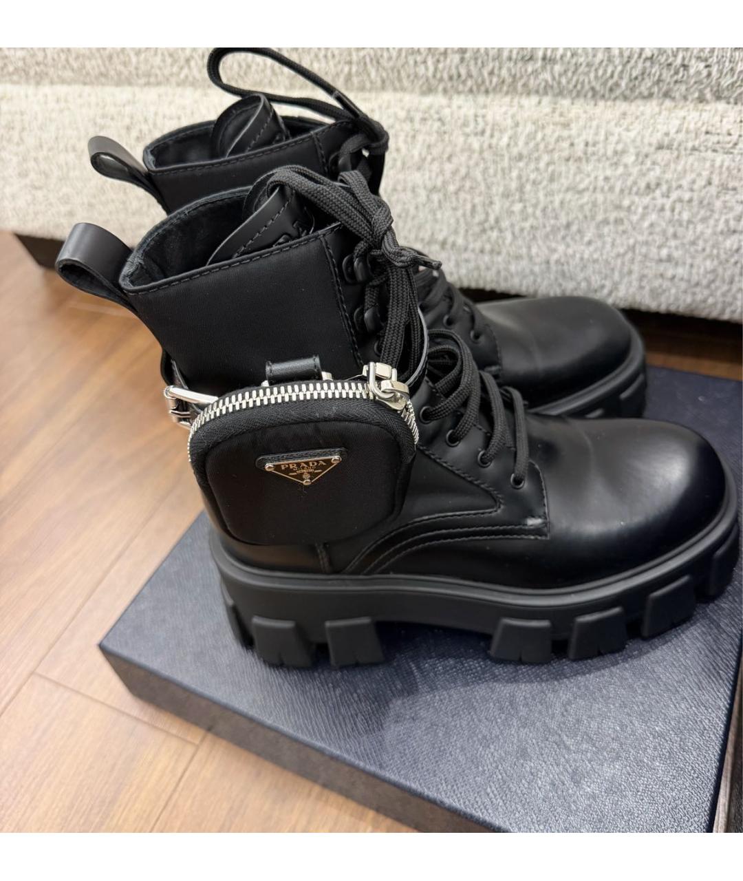 PRADA Черные кожаные ботинки, фото 3