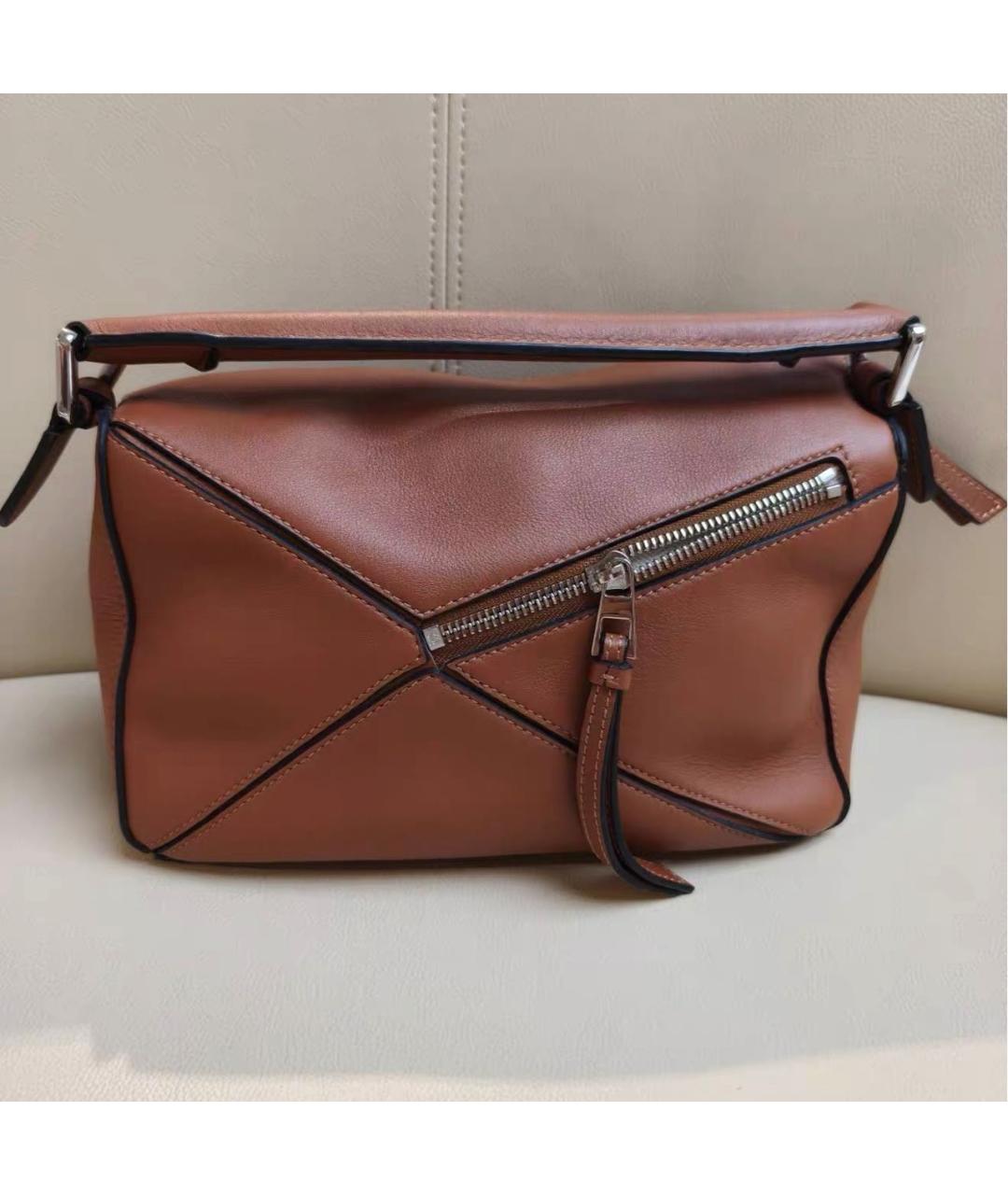 LOEWE Коричневая кожаная сумка через плечо, фото 4