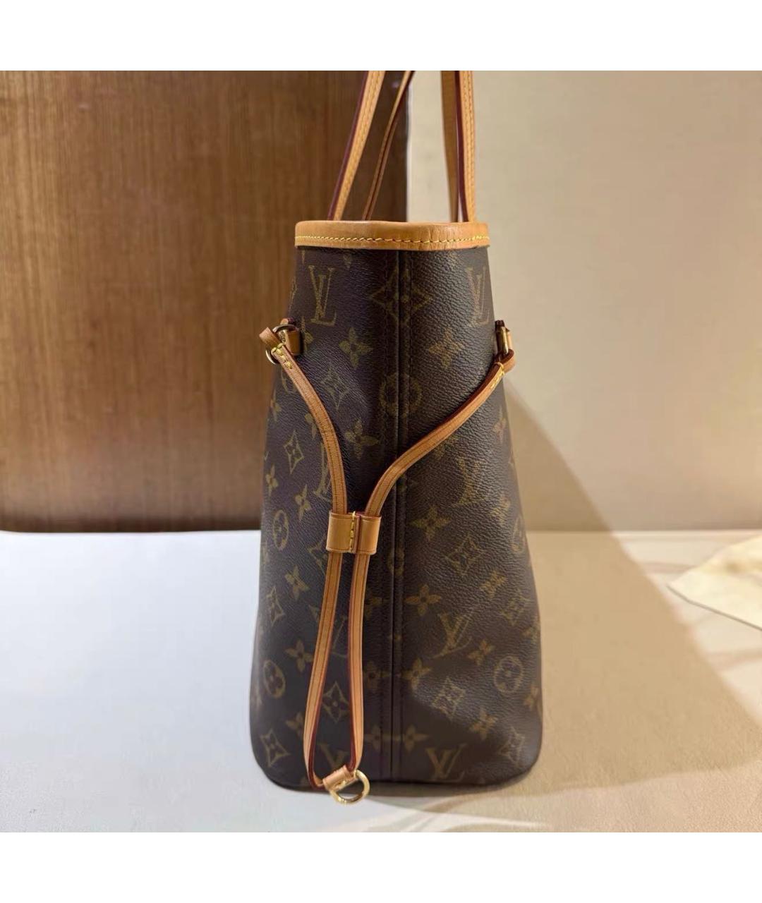 LOUIS VUITTON Коричневая кожаная сумка тоут, фото 4