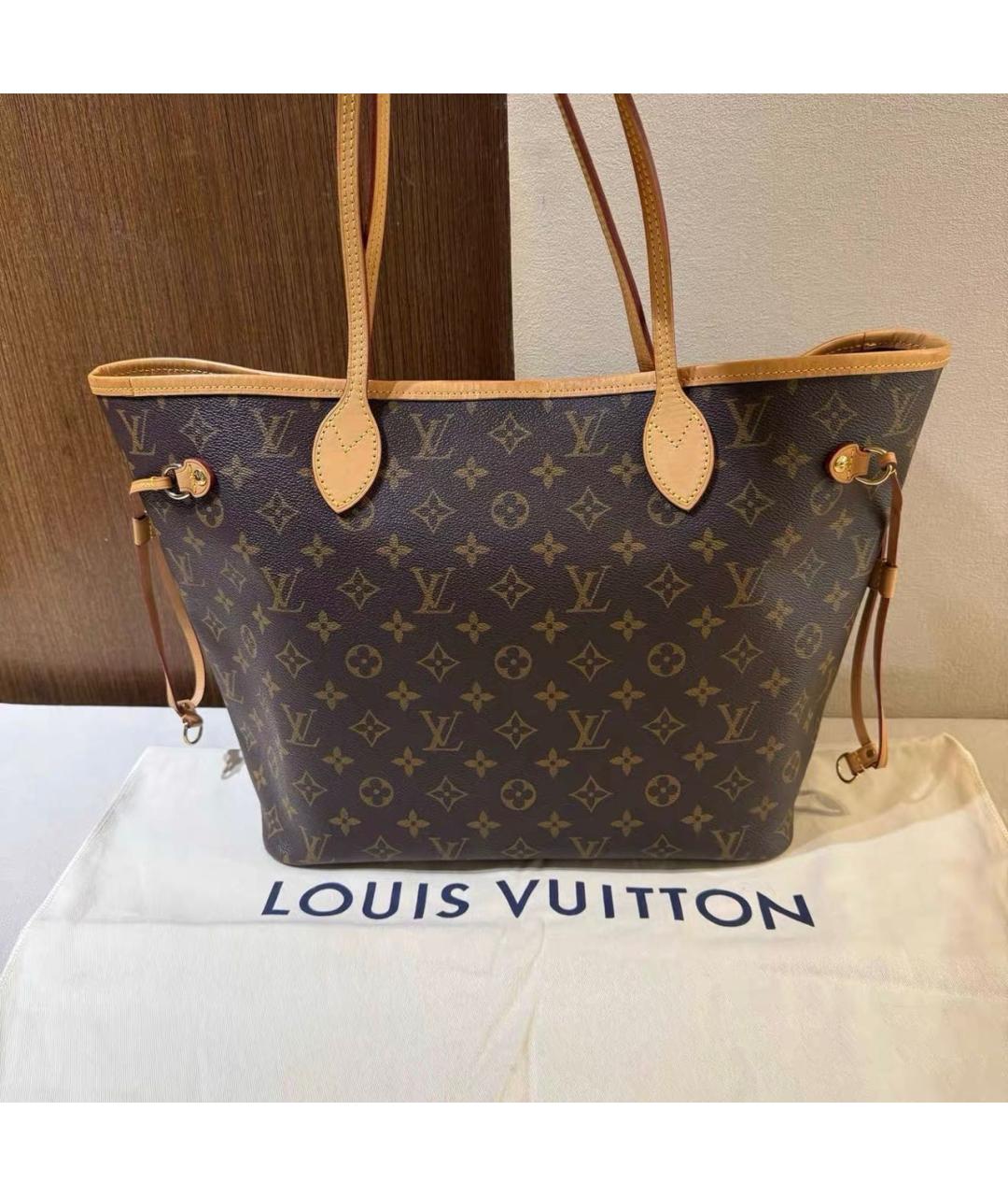 LOUIS VUITTON Коричневая кожаная сумка тоут, фото 9