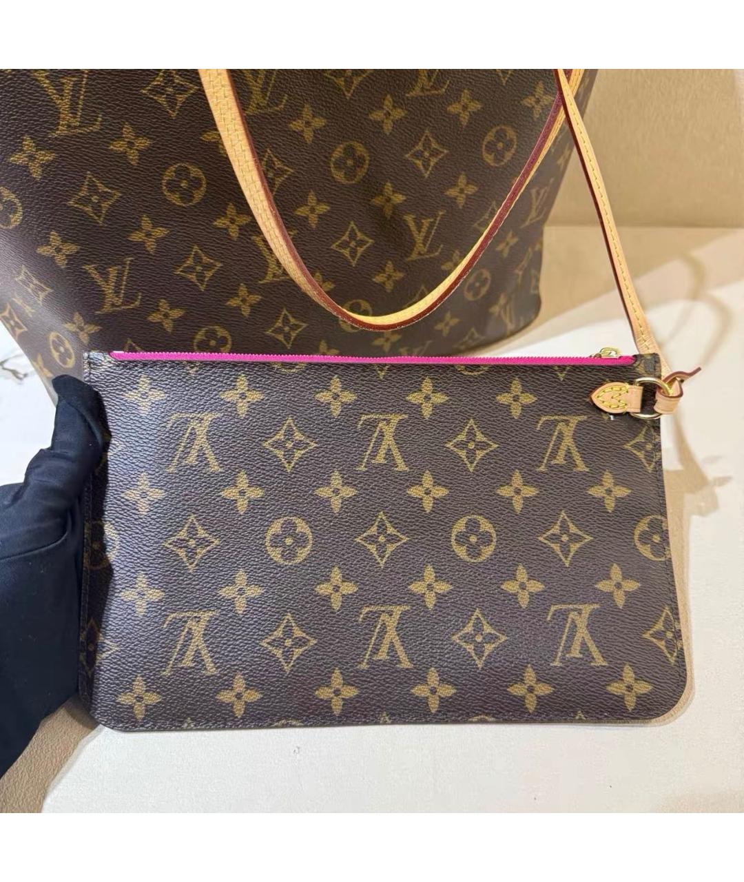 LOUIS VUITTON Коричневая кожаная сумка тоут, фото 8
