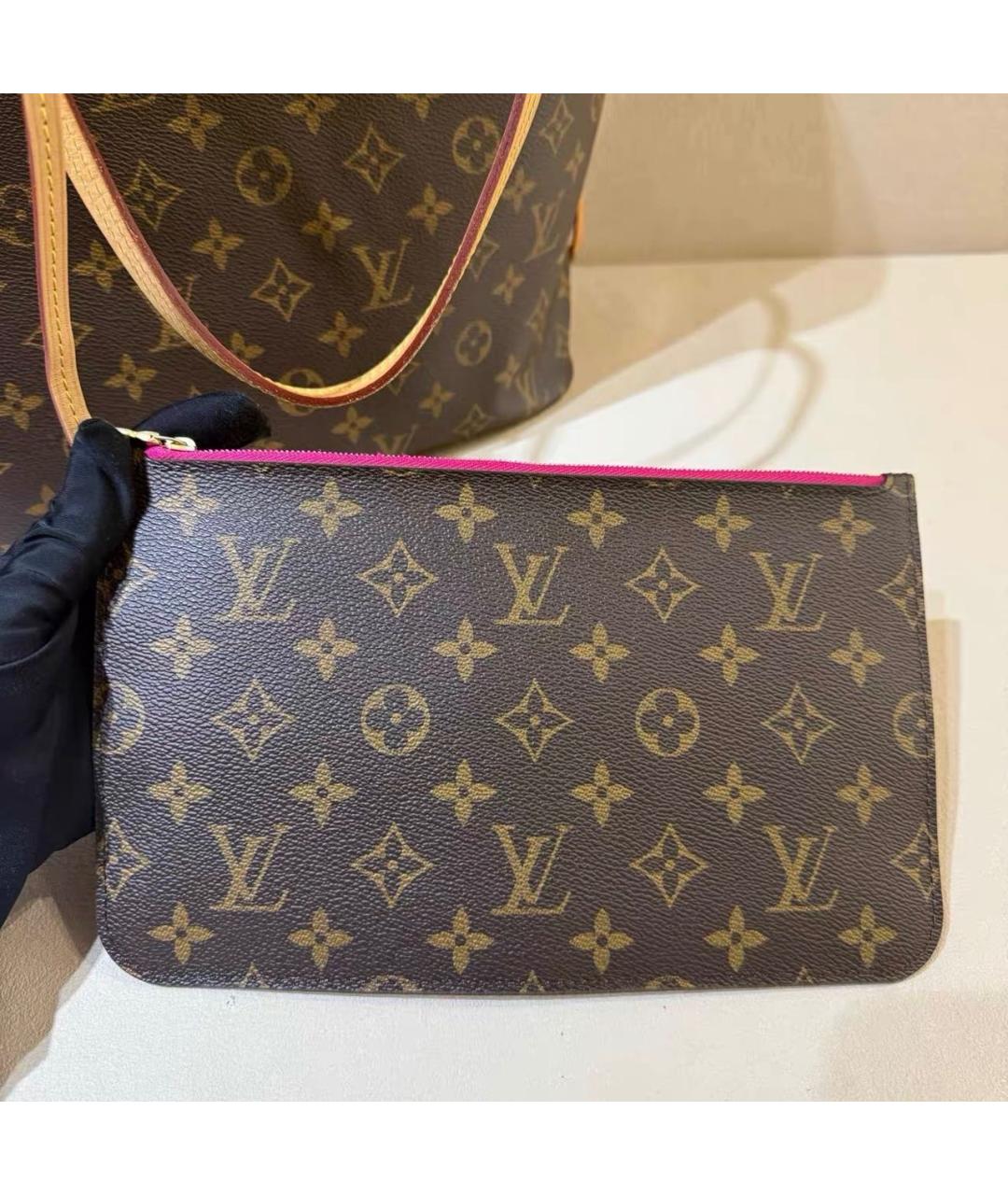 LOUIS VUITTON Коричневая кожаная сумка тоут, фото 7