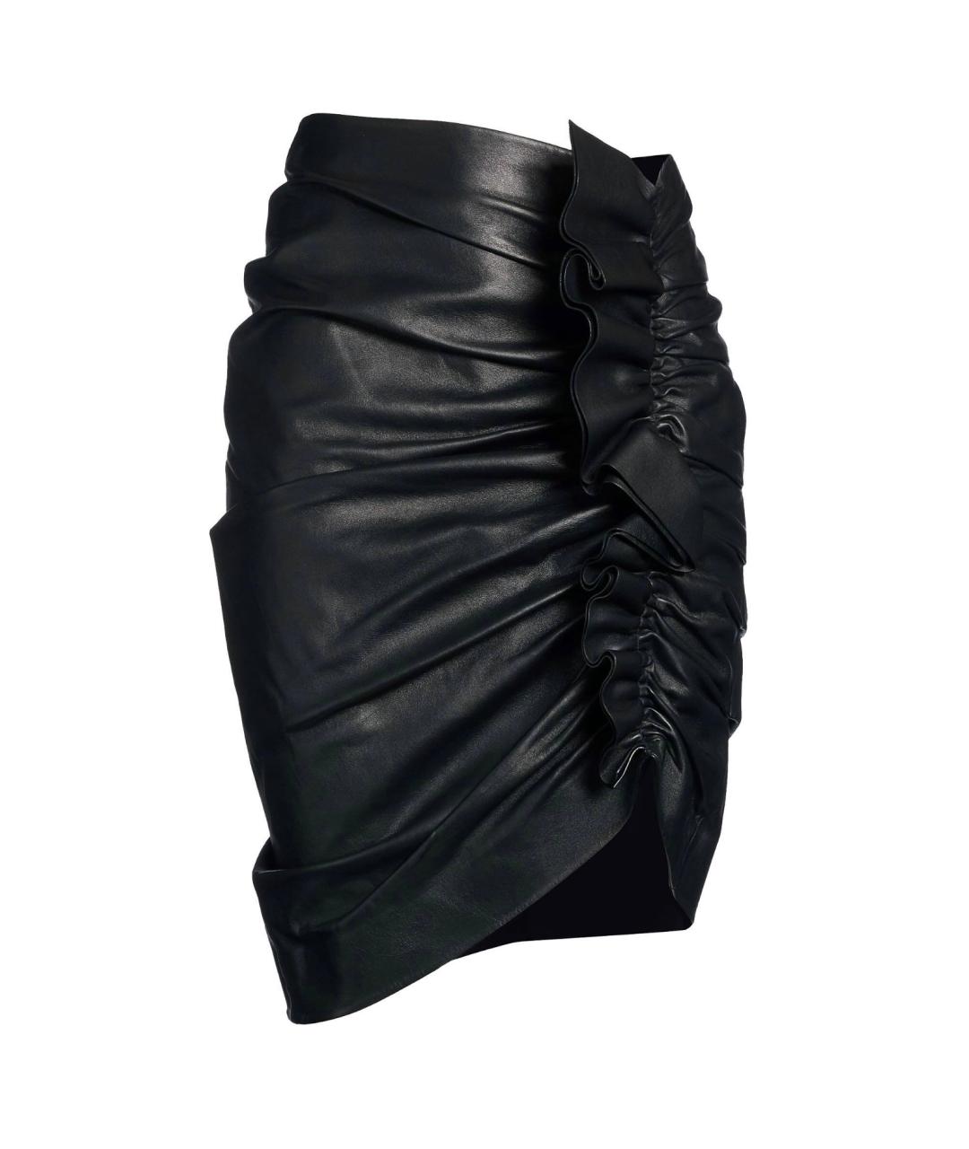 NINA RICCI Черная кожаная юбка мини, фото 1