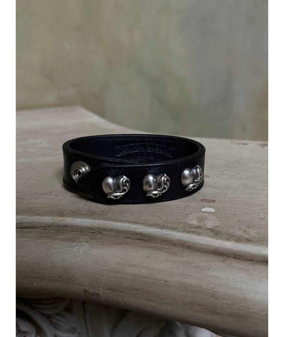 CHROME HEARTS Черный кожаный браслет, фото 3