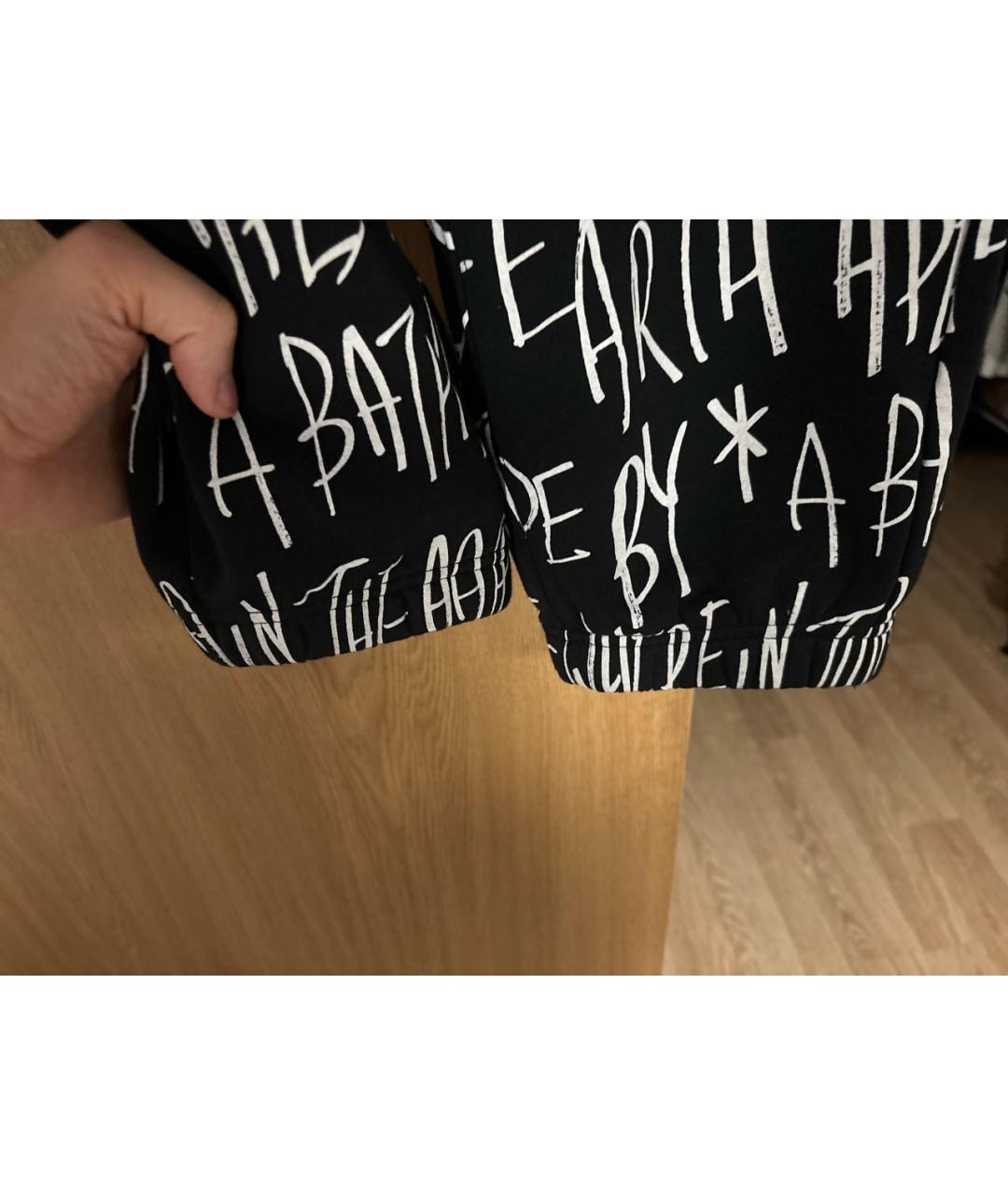 A BATHING APE Черные хлопковые повседневные брюки, фото 5