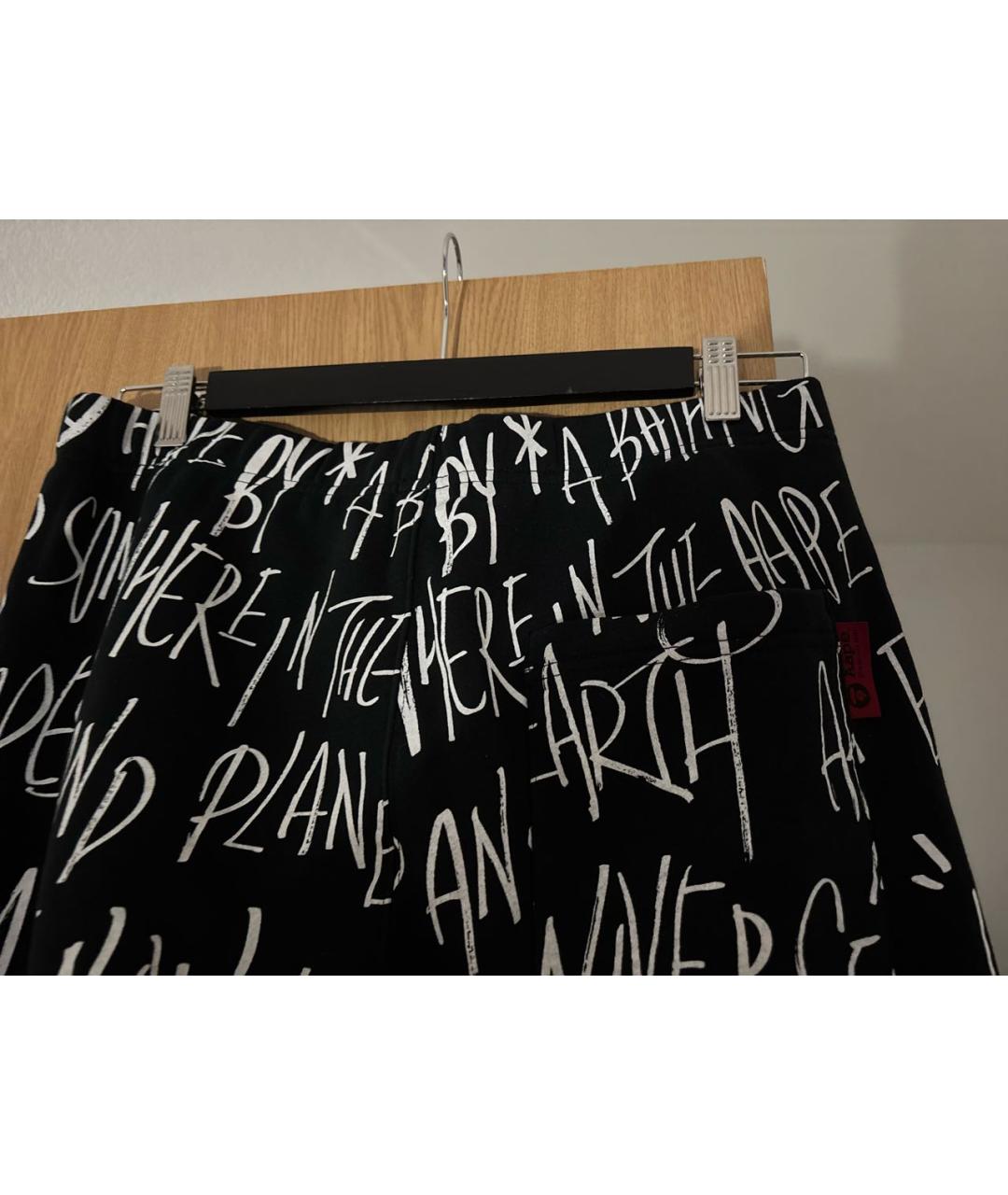 A BATHING APE Черные хлопковые повседневные брюки, фото 3