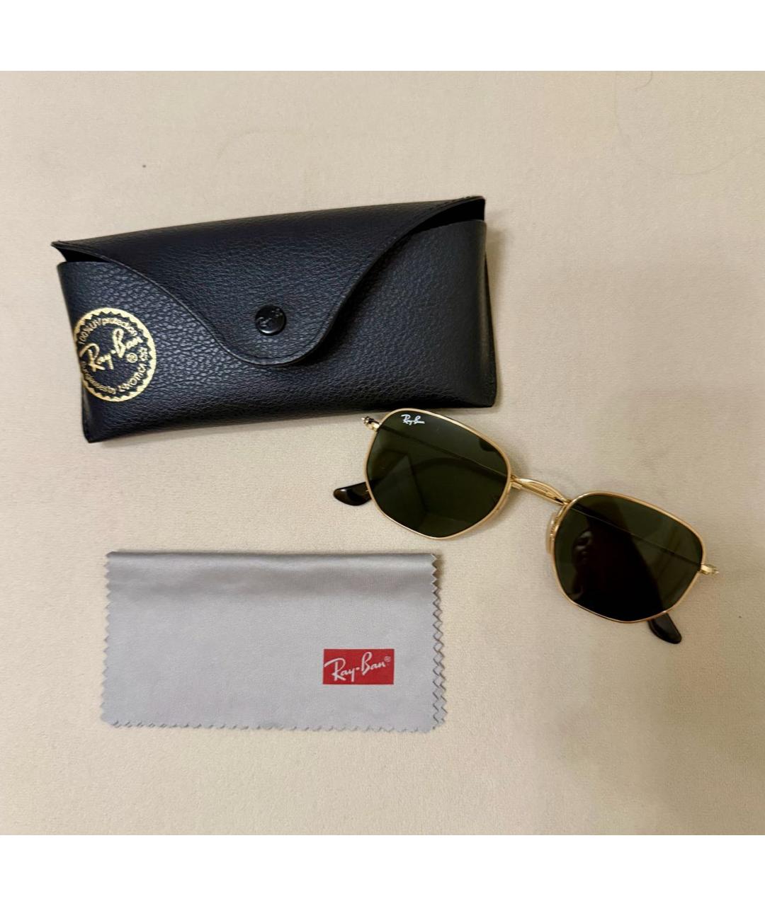 RAY BAN Золотые металлические солнцезащитные очки, фото 5