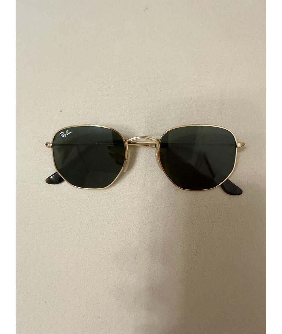 RAY BAN Золотые металлические солнцезащитные очки, фото 6