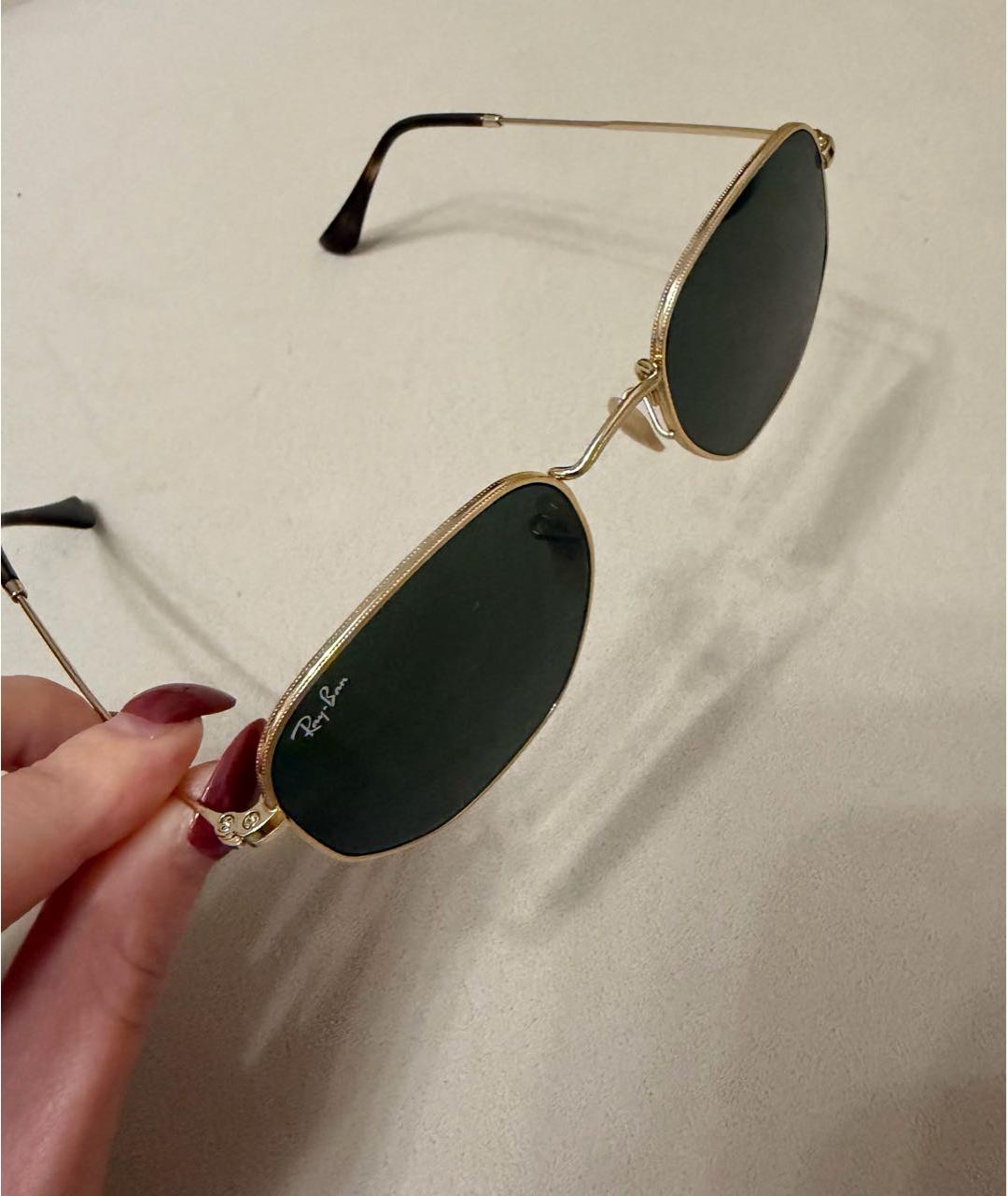 RAY BAN Золотые металлические солнцезащитные очки, фото 2