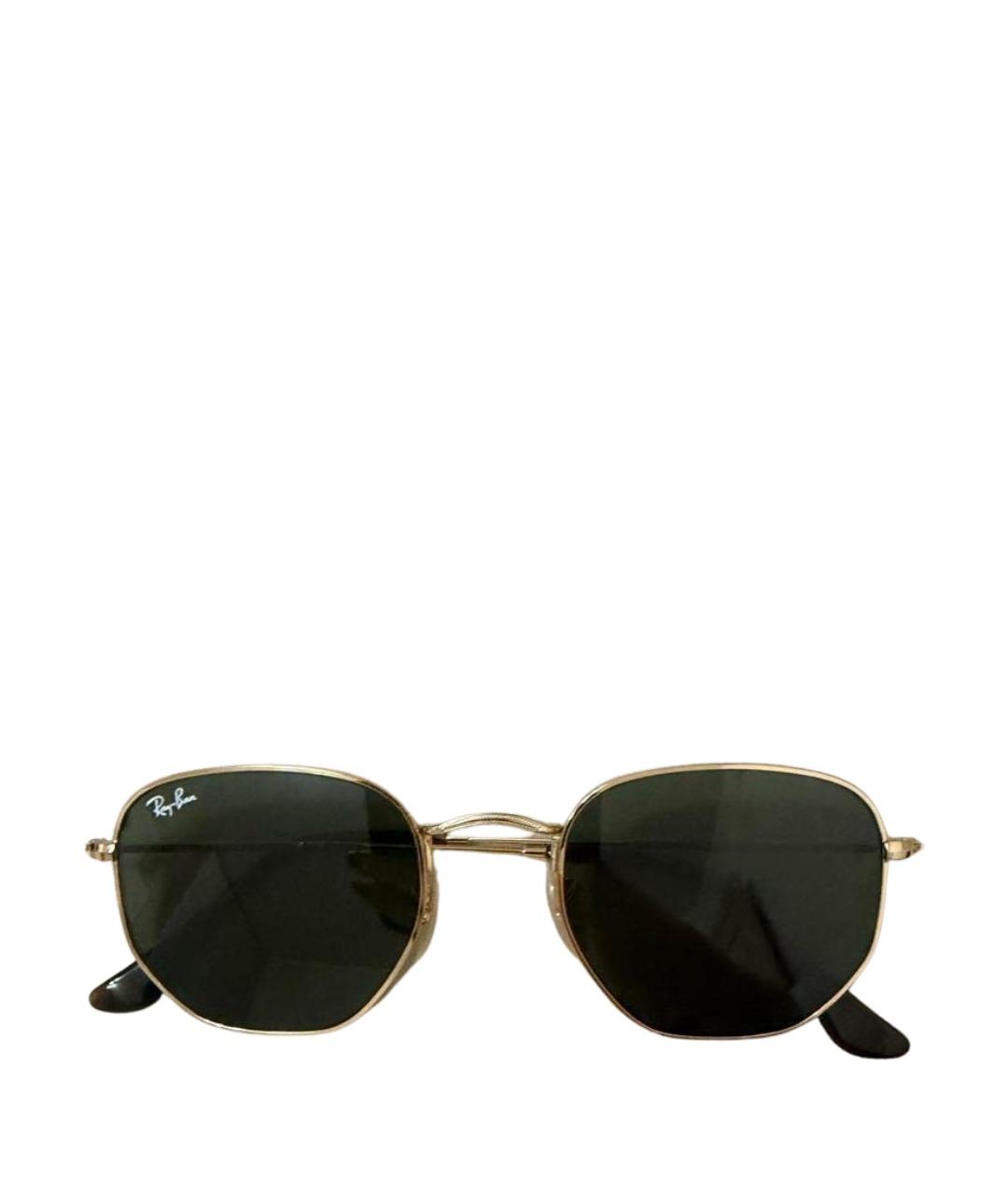 RAY BAN Золотые металлические солнцезащитные очки, фото 1
