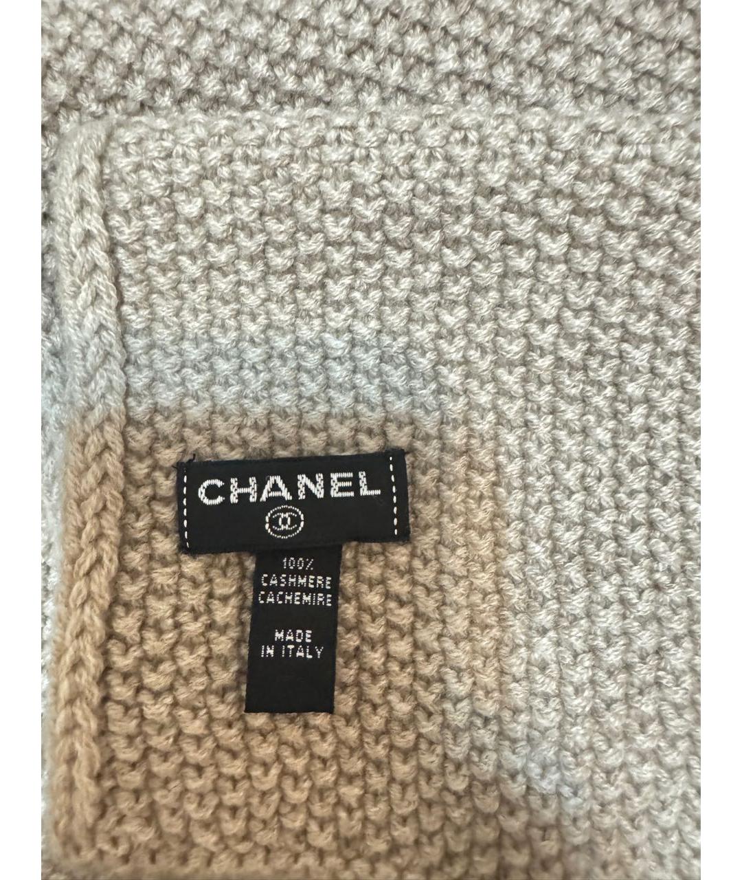 CHANEL Бежевый кашемировый шарф, фото 2