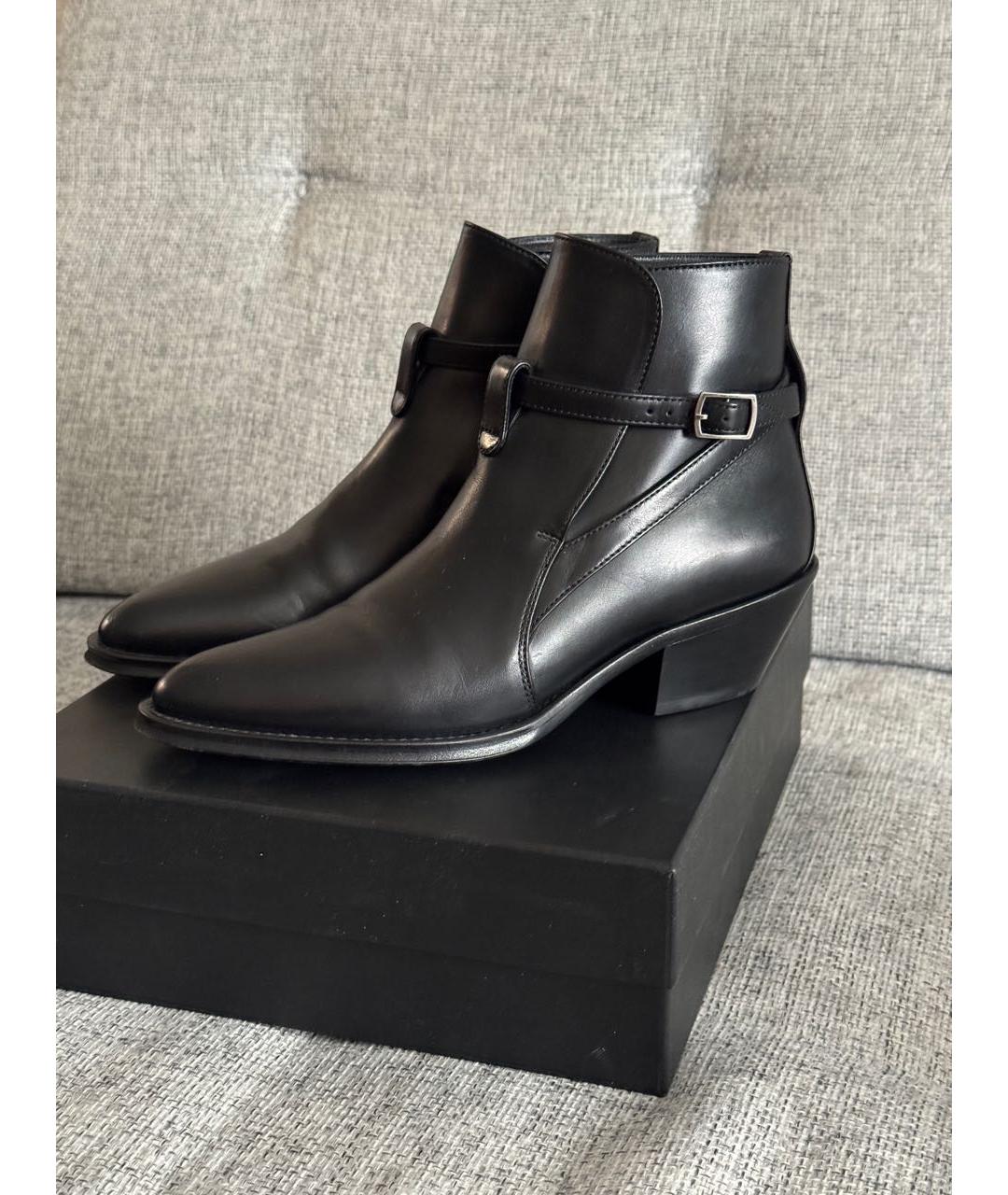 SAINT LAURENT Черные кожаные ботильоны, фото 2