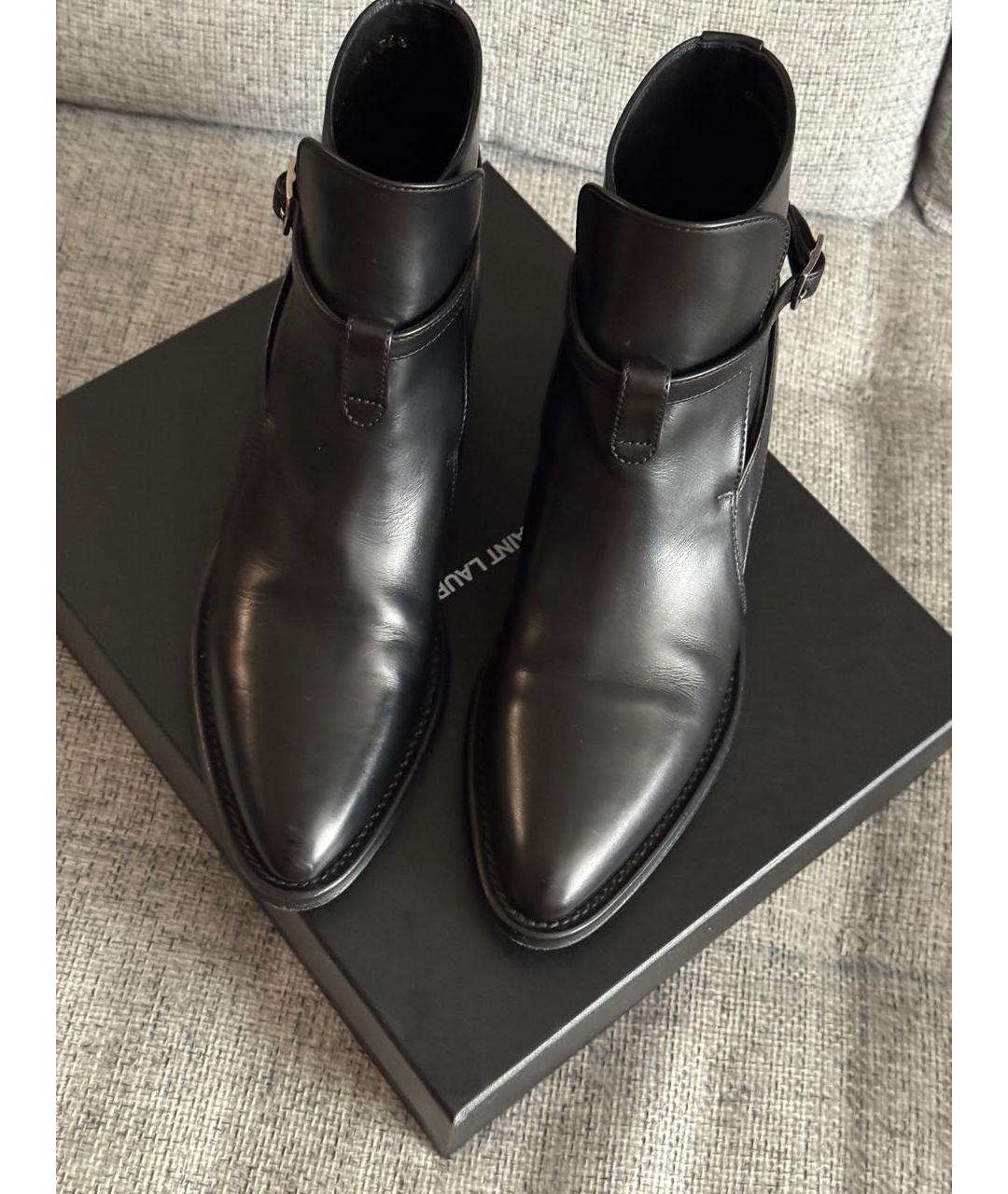 SAINT LAURENT Черные кожаные ботильоны, фото 3