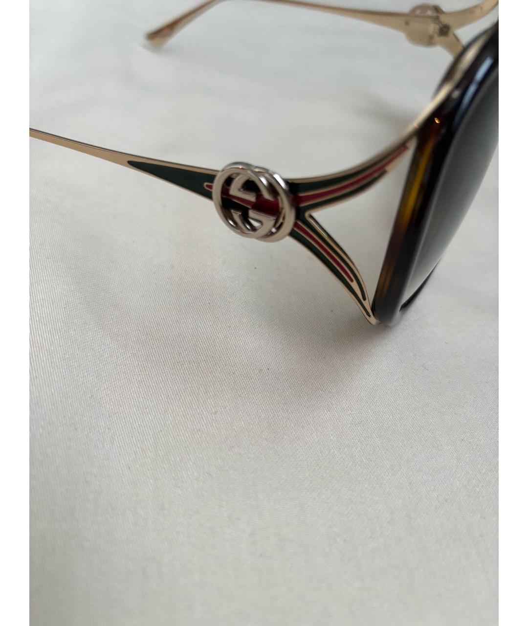 GUCCI Коричневые пластиковые солнцезащитные очки, фото 3