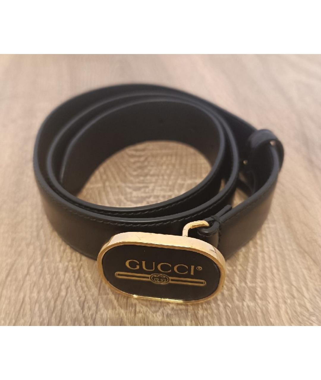 GUCCI Черный кожаный ремень, фото 4