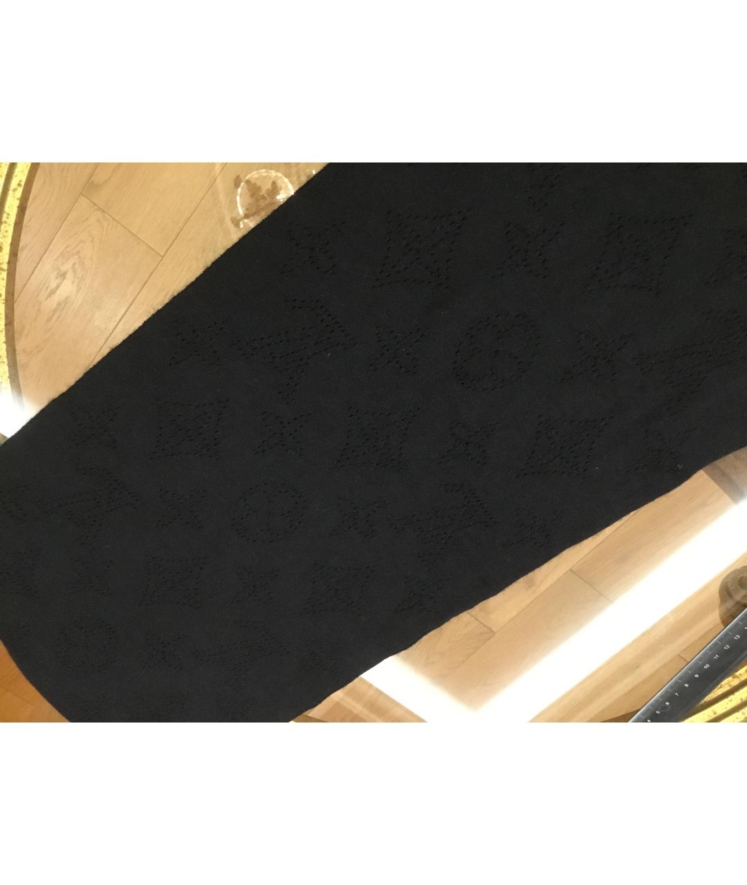 LOUIS VUITTON Черный кашемировый шарф, фото 4