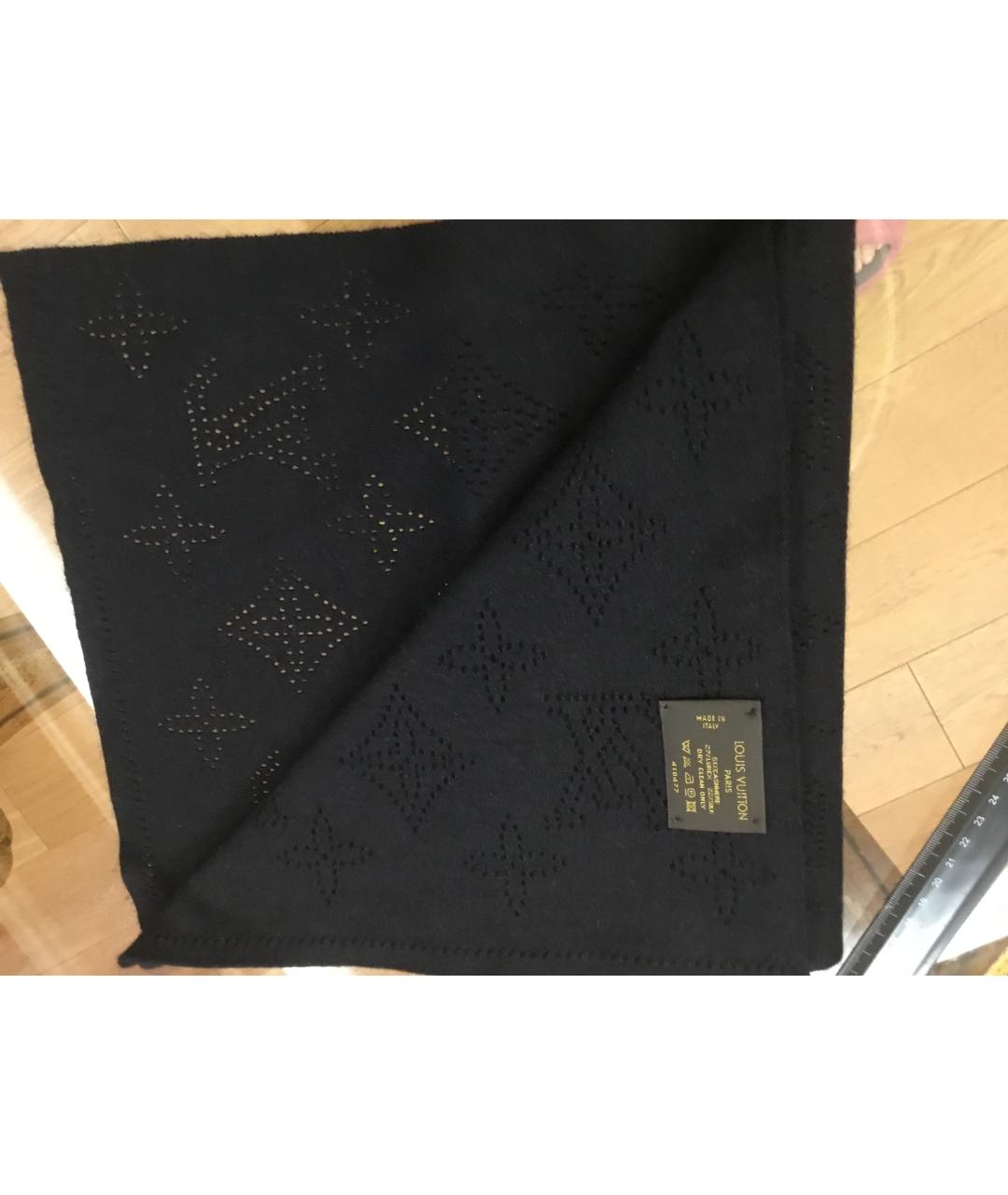 LOUIS VUITTON Черный кашемировый шарф, фото 3