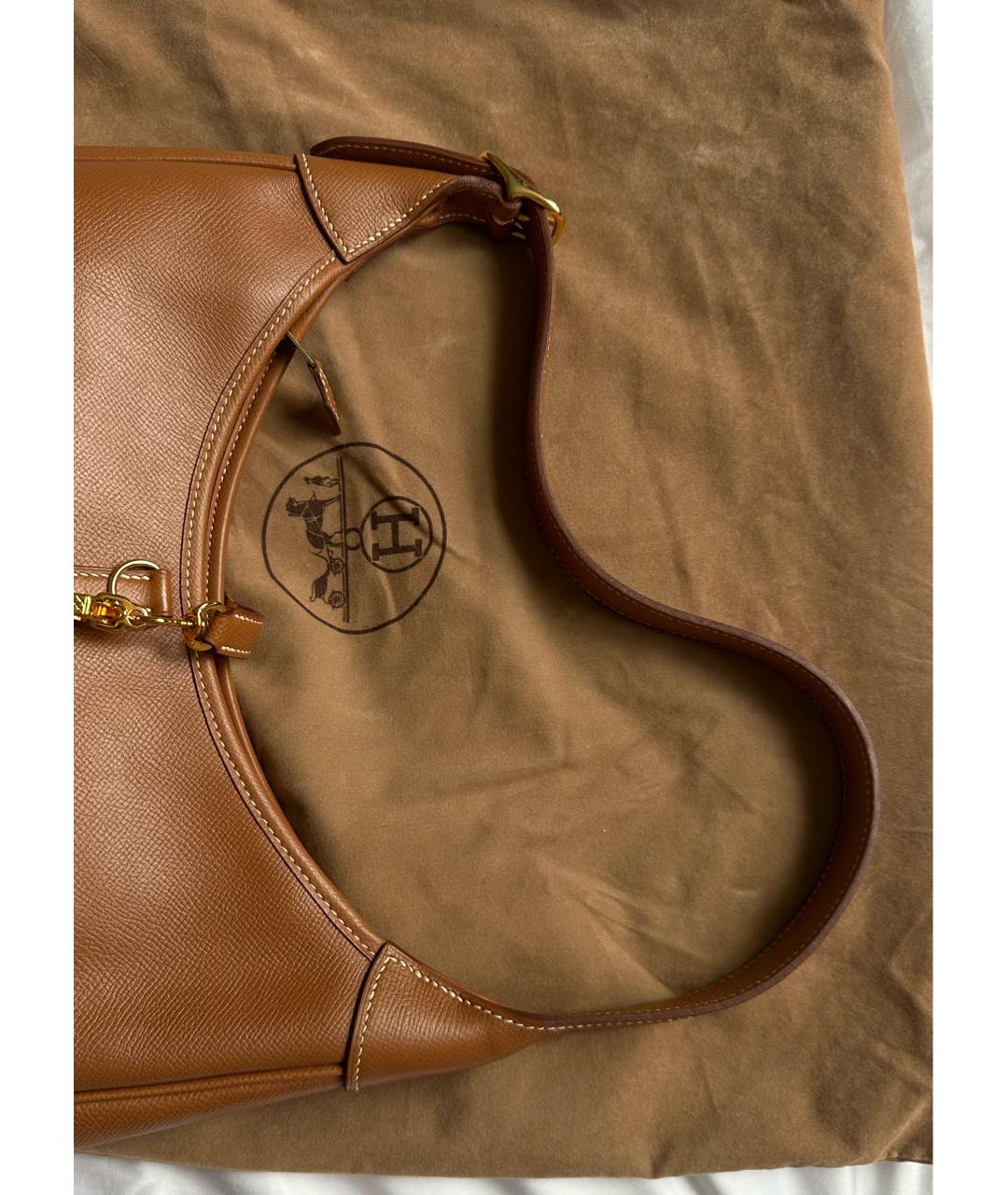 HERMES Оранжевая кожаная сумка через плечо, фото 4