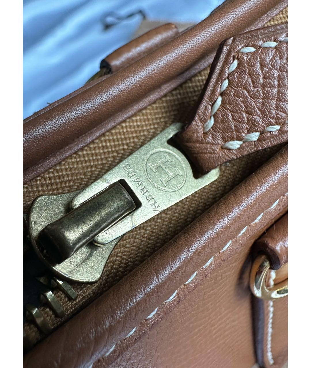 HERMES Оранжевая кожаная сумка через плечо, фото 7