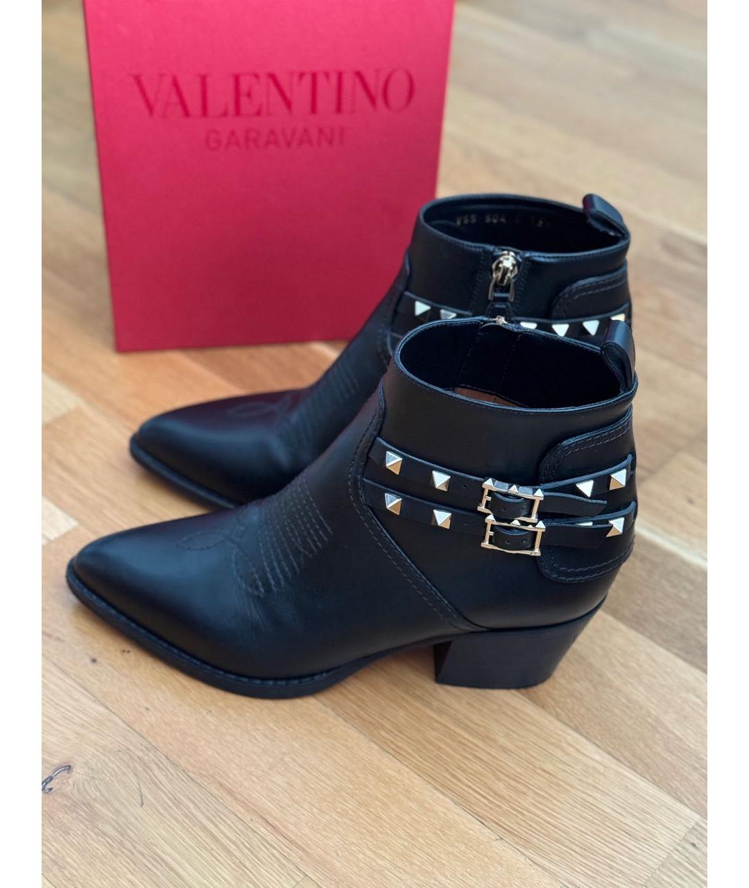 VALENTINO Черные кожаные ботильоны, фото 2