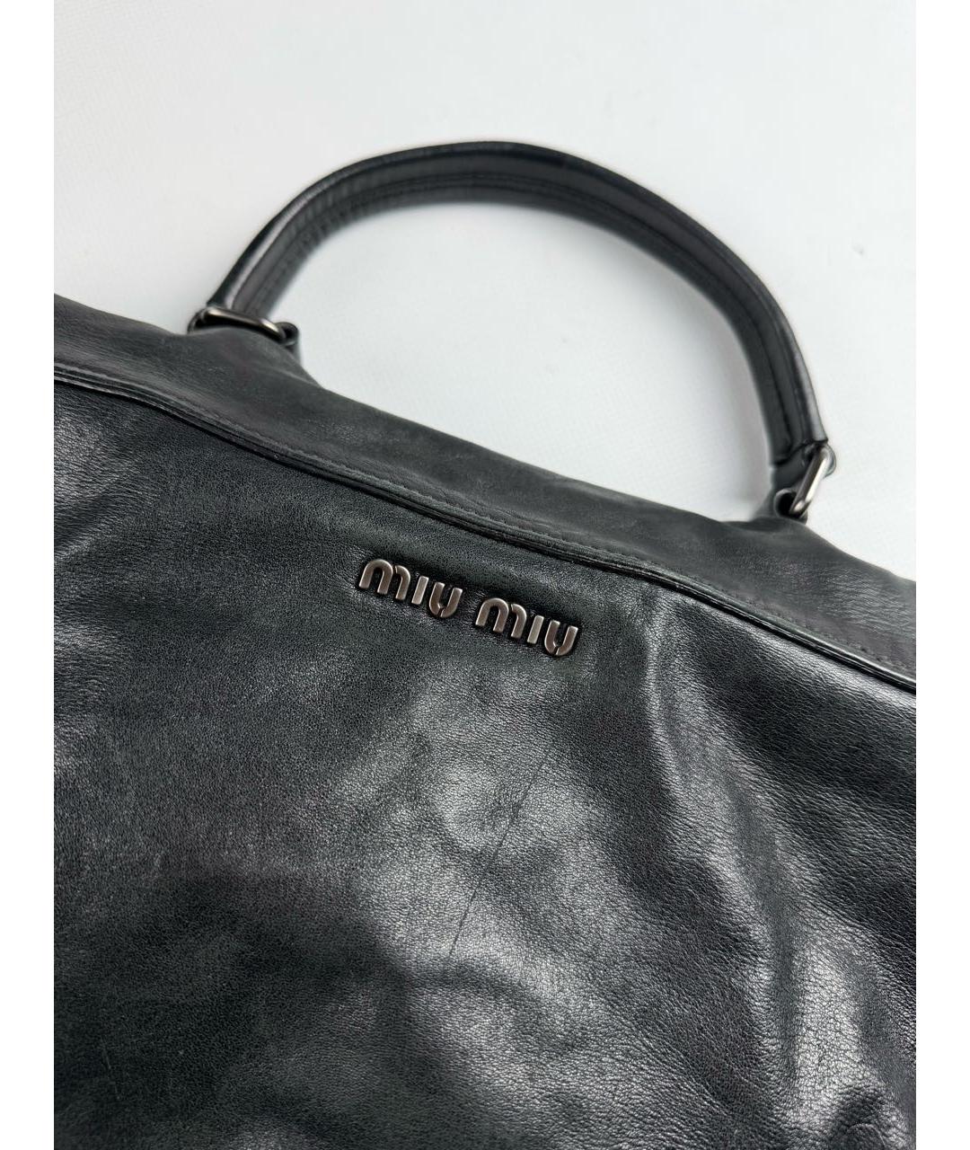 MIU MIU Антрацитовая кожаная сумка через плечо, фото 4