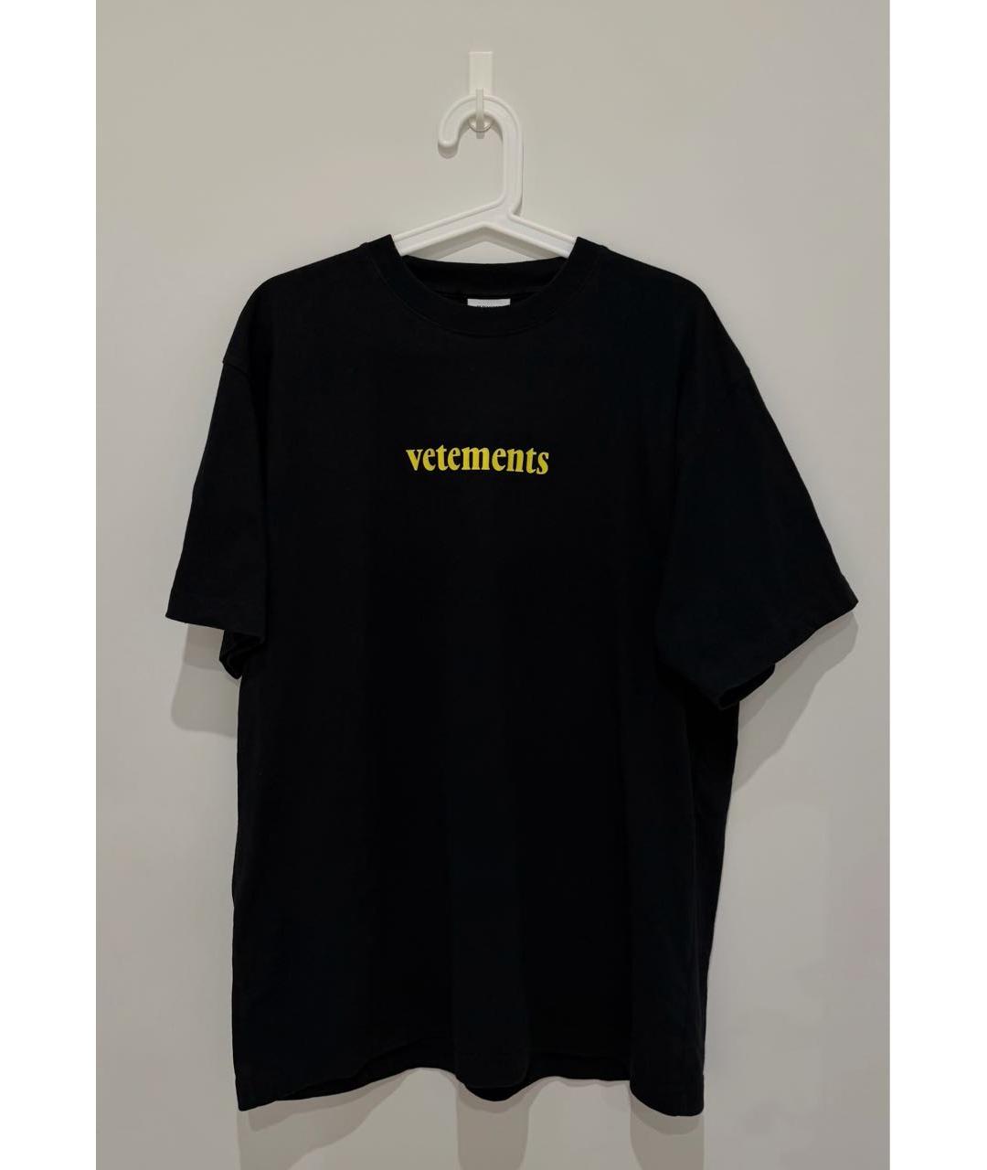 VETEMENTS Черная хлопковая футболка, фото 2