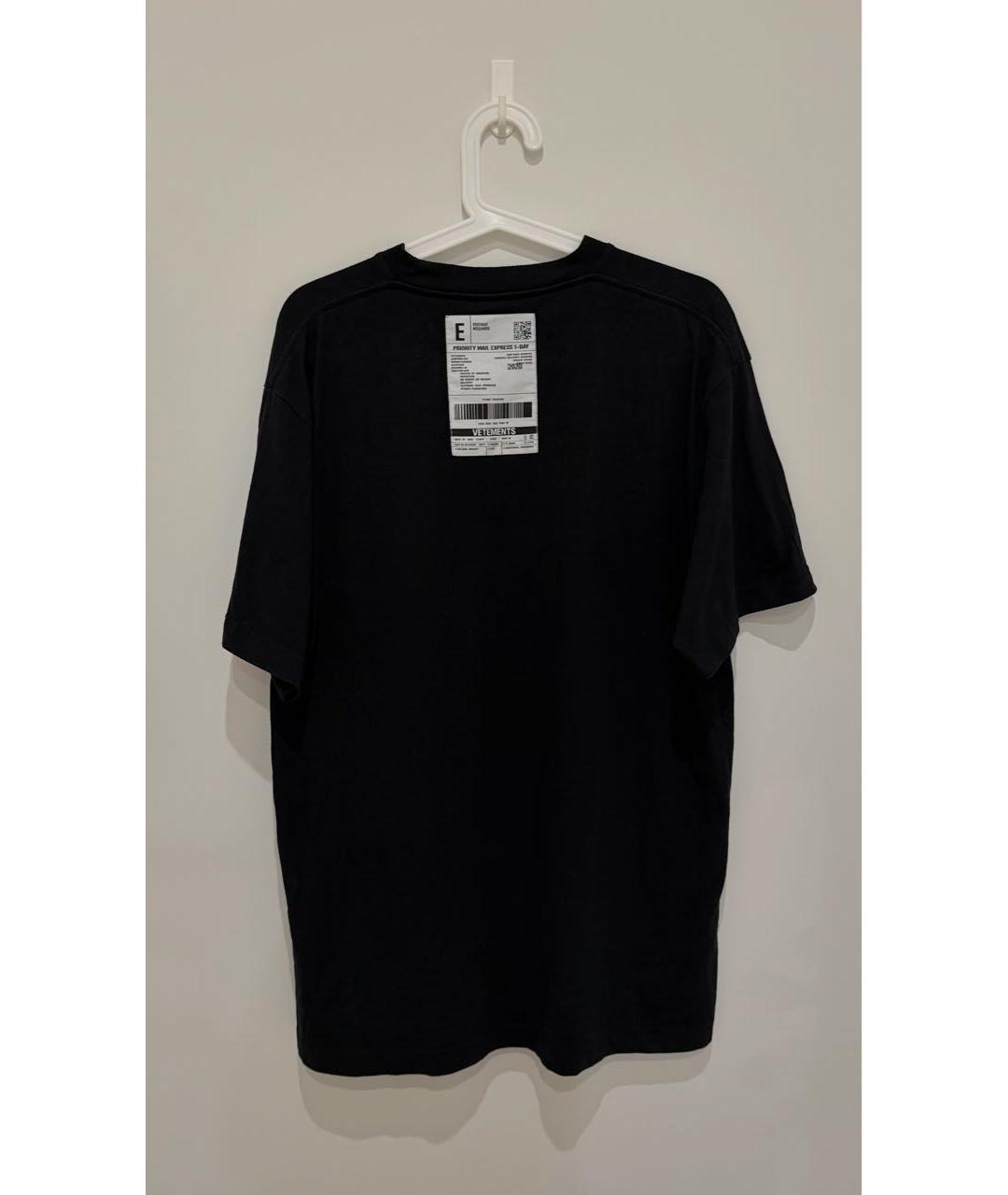 VETEMENTS Черная хлопковая футболка, фото 4