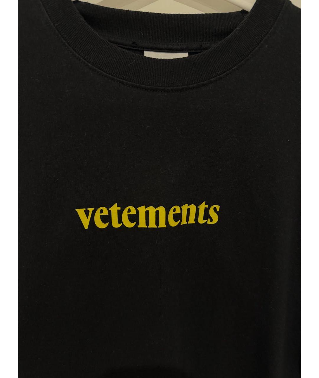 VETEMENTS Черная хлопковая футболка, фото 3