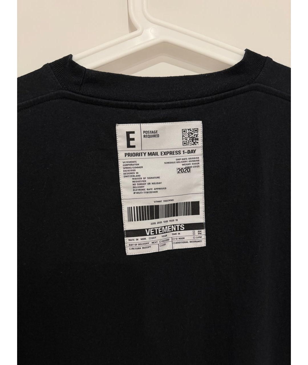 VETEMENTS Черная хлопковая футболка, фото 5