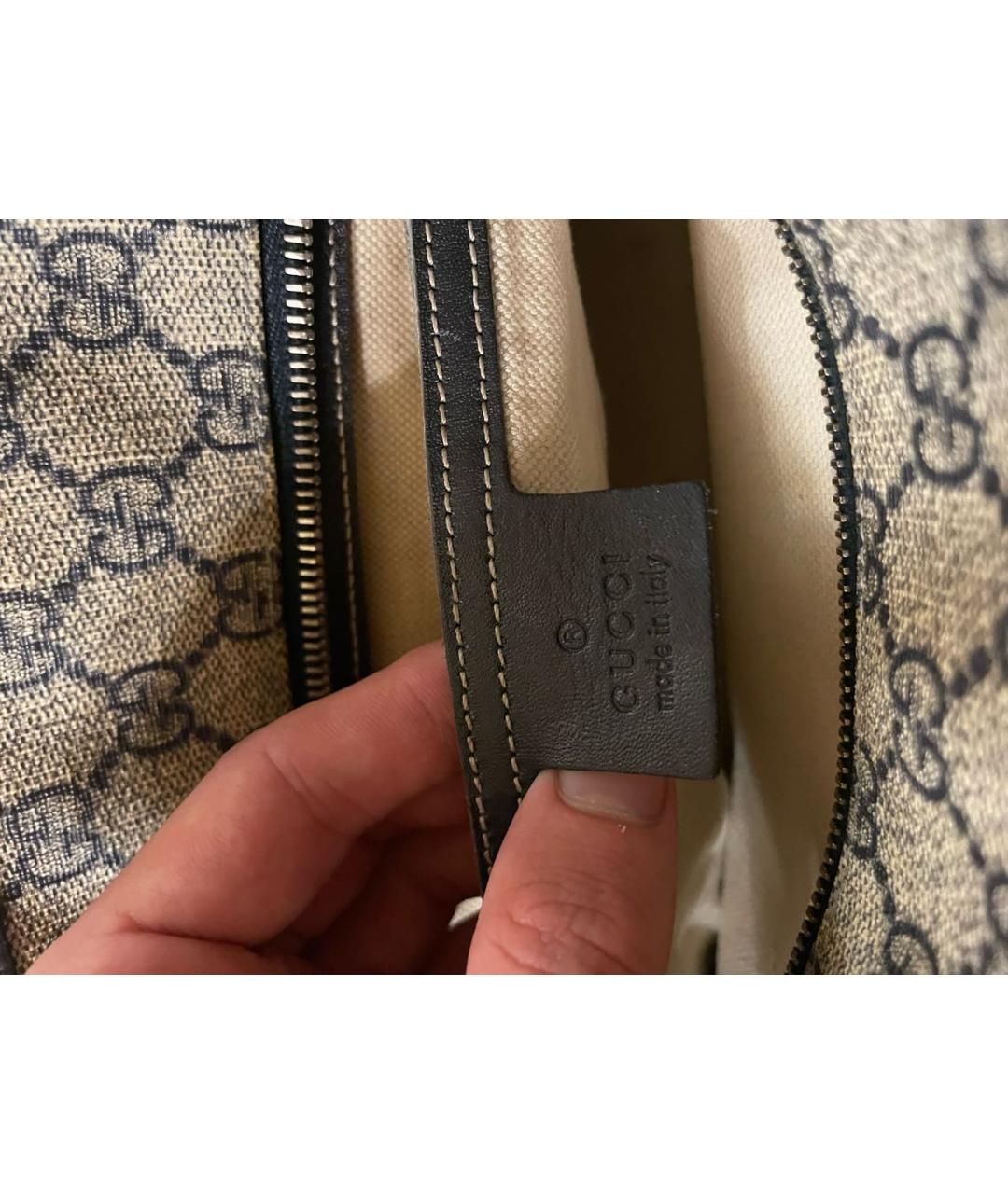 GUCCI Бежевая сумка через плечо из канвы, фото 5