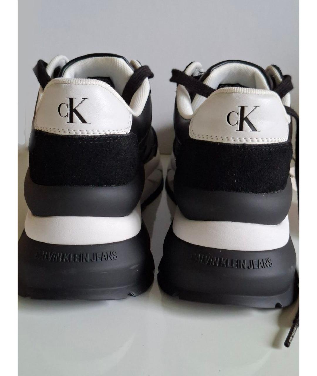 CALVIN KLEIN Черные кожаные кроссовки, фото 4