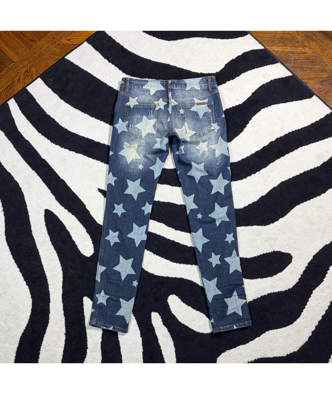 PHILIPP PLEIN Синие хлопко-эластановые джинсы слим, фото 2
